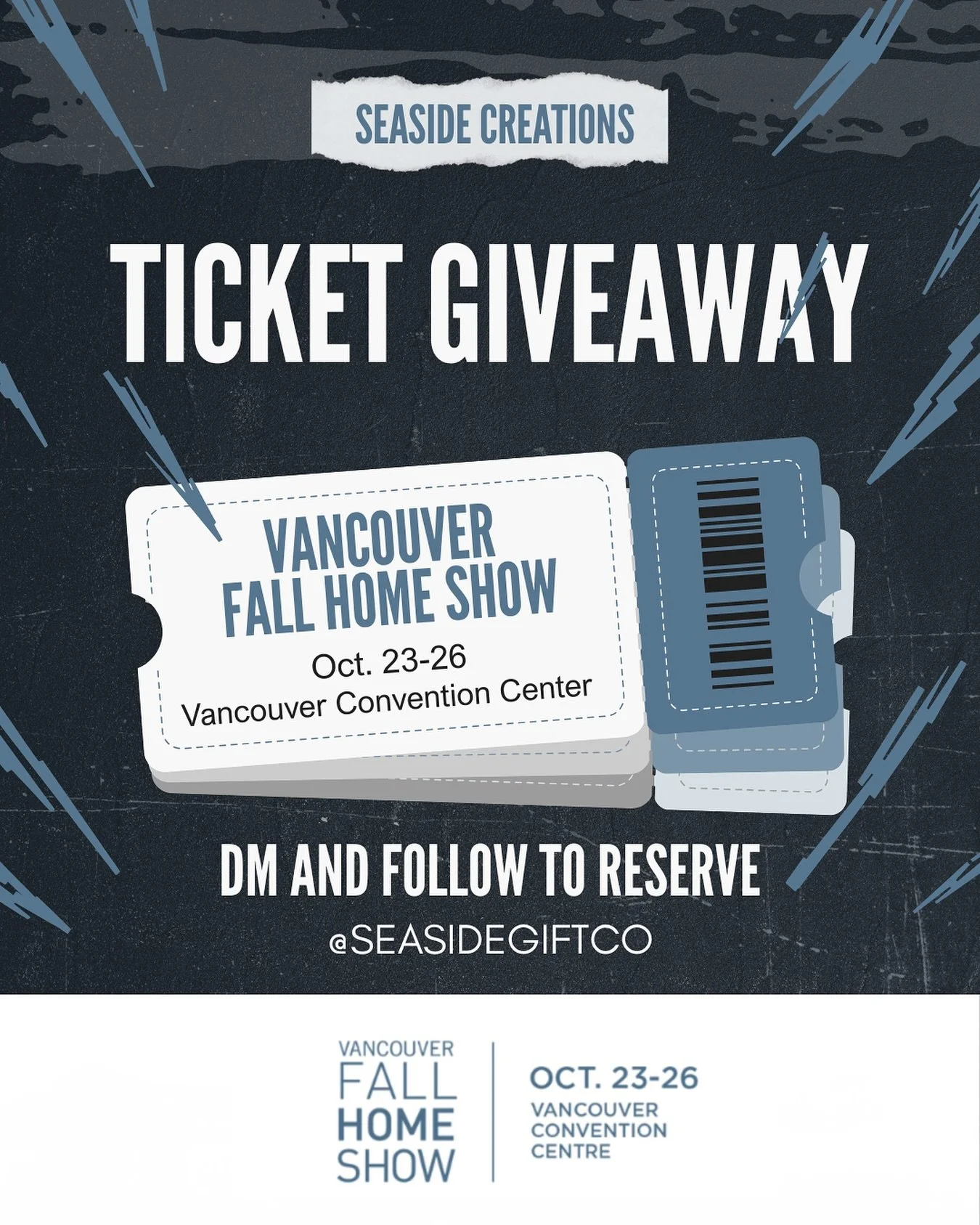 We&rsquo;re giving away FREE tickets to the Vancouver Fall Home Show @vanhomeshows 🍂✨

Want in? It&rsquo;s super simple! 👇
1️⃣ Follow us @seasidegiftco 
2️⃣ DM us to reserve your ticket 🎟️

That&rsquo;s it &mdash; your cozy, creative weekend plans