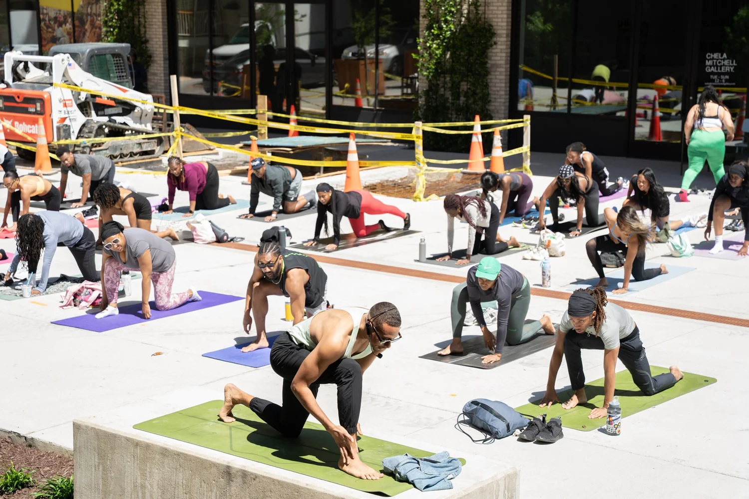A FlowWell yoga class in session