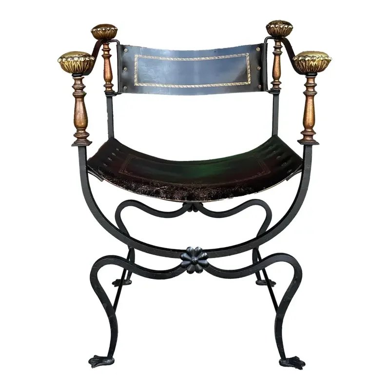 mid-20th-century-iron-and-tooled-leather-savonarola-chair-1412.webp