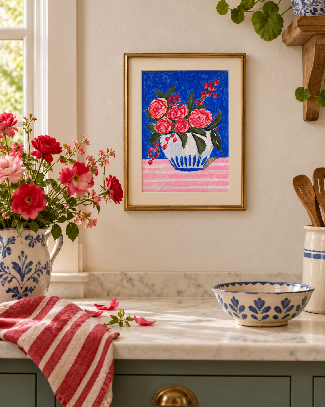 Sunlit Kitchen with Floral Still Life.png