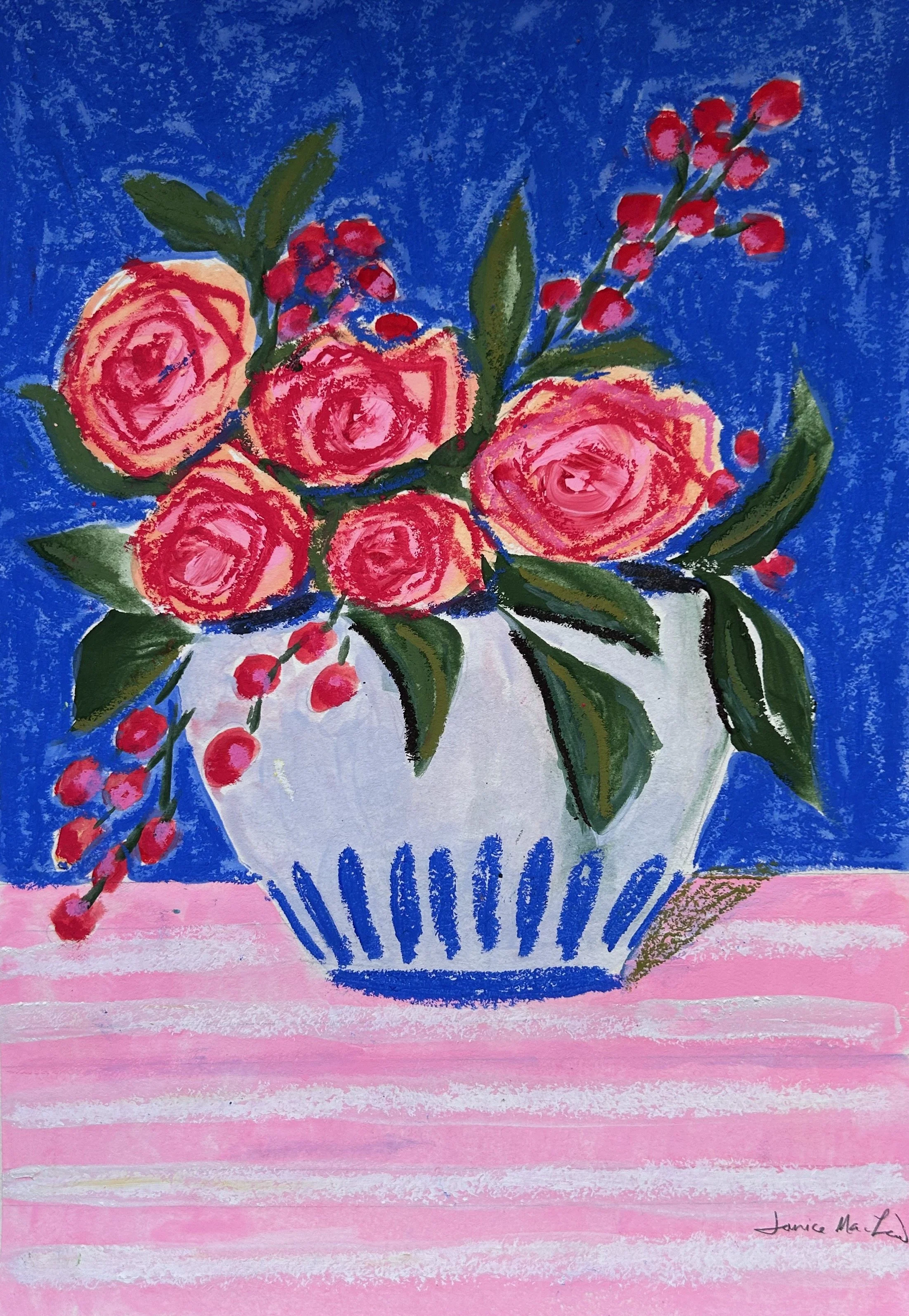Roses in a Vase, Original Art