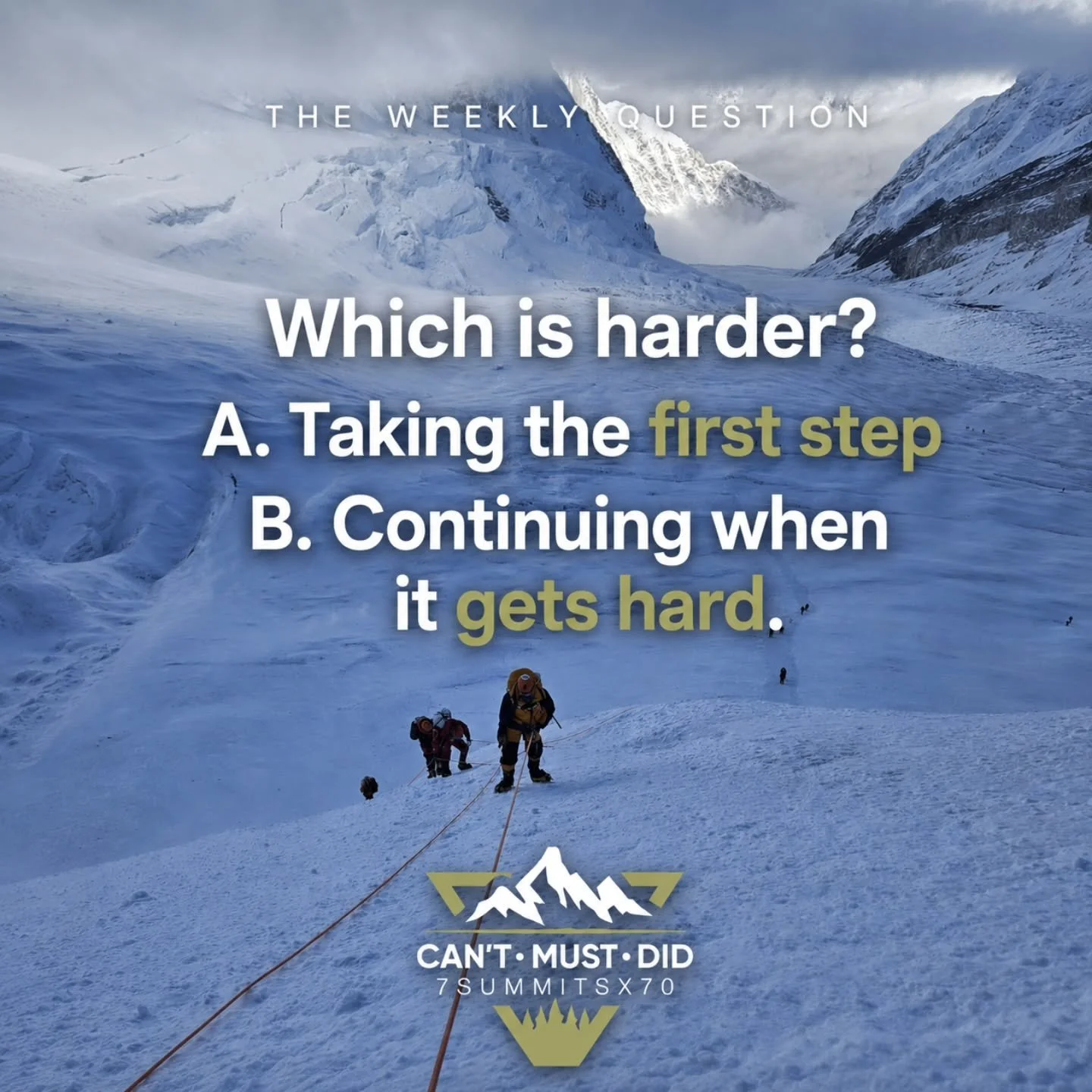 Taking the first step requires courage.

Continuing when you are tired, afraid, or uncertain requires something deeper.

But for me, taking the first step is often the greatest challenge.

Which is harder for you?

A. Taking the first step
B. Continu