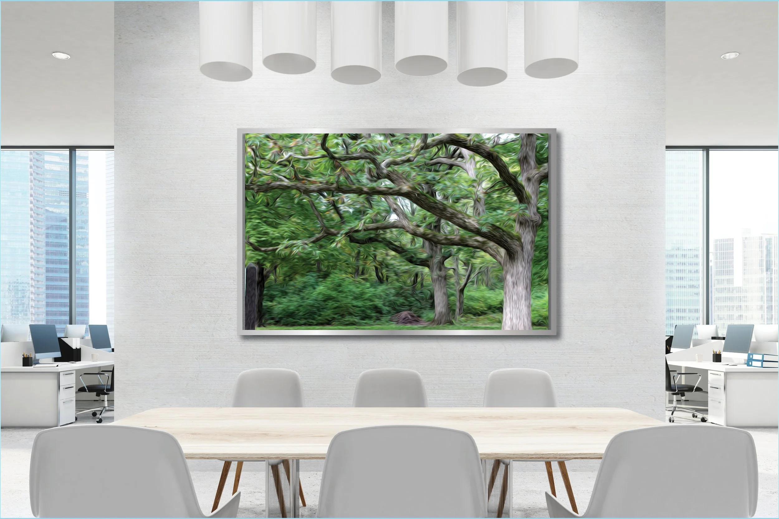 resonant art depicting many trees with limbs entwined