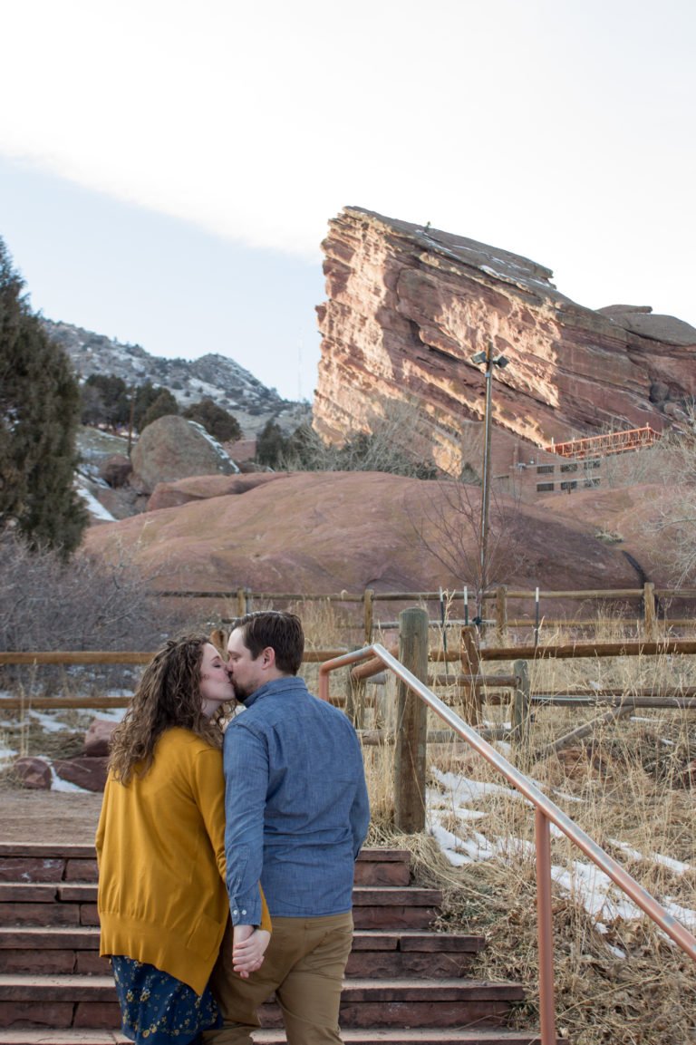 Maternity Portraits at Red Rocks-Large Rock in Distance