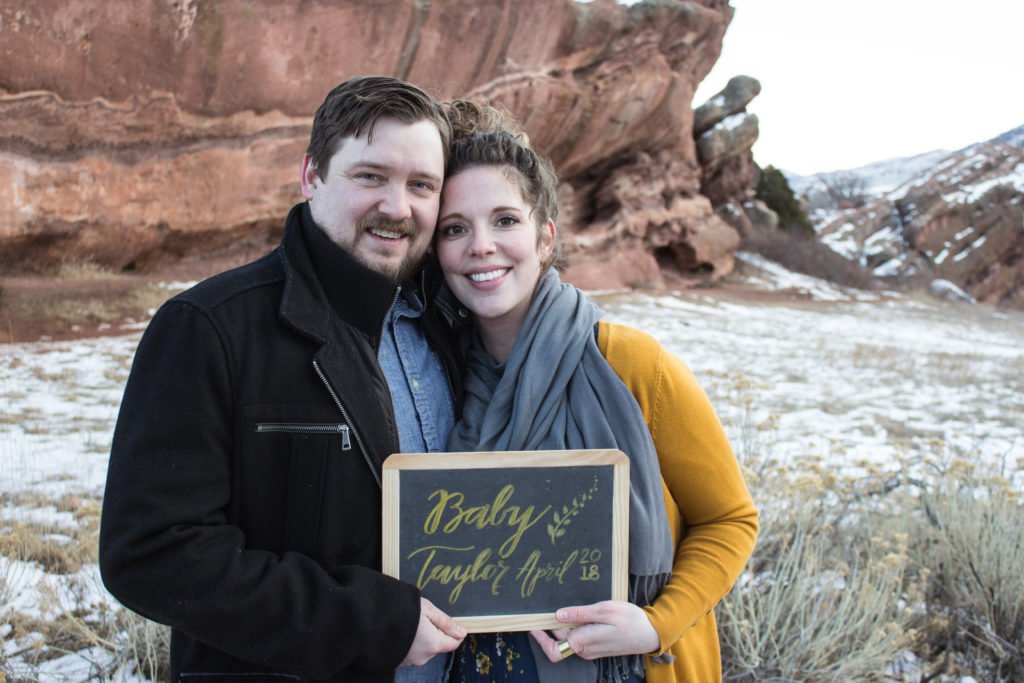 Maternity Portraits at Red Rocks-Expecting Sign
