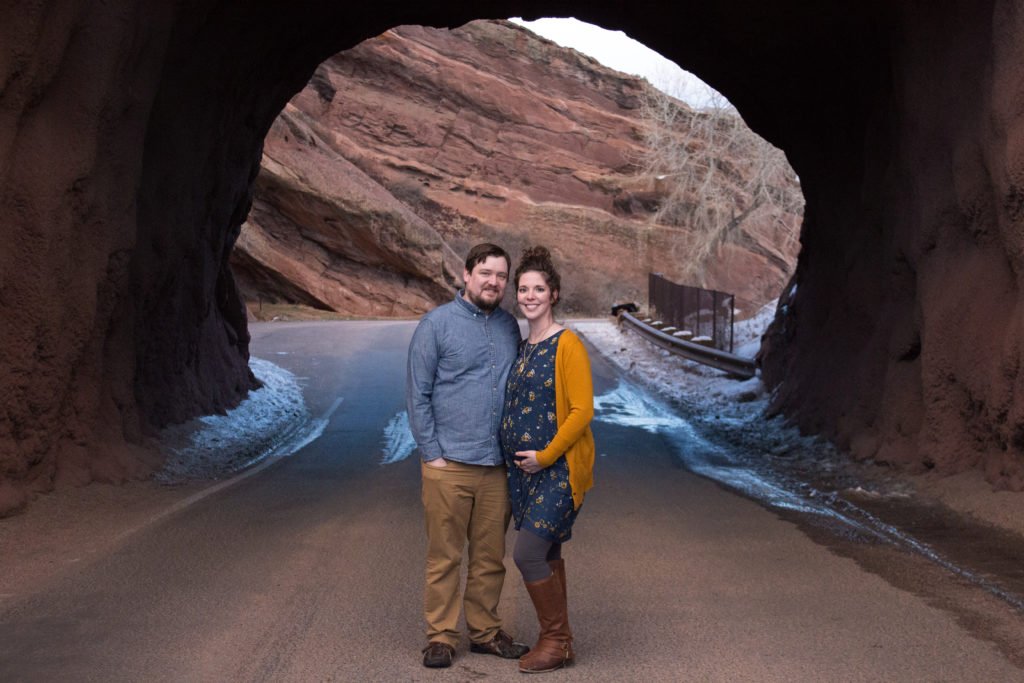 Maternity Portraits at Red Rocks-Expecting Couple in Arch