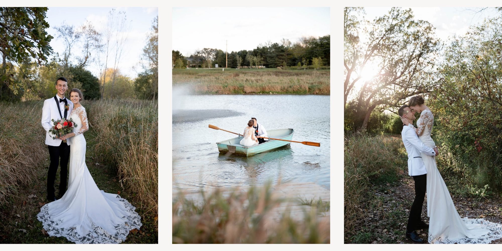 collage of wedding day portraits taken by Grace Creatives