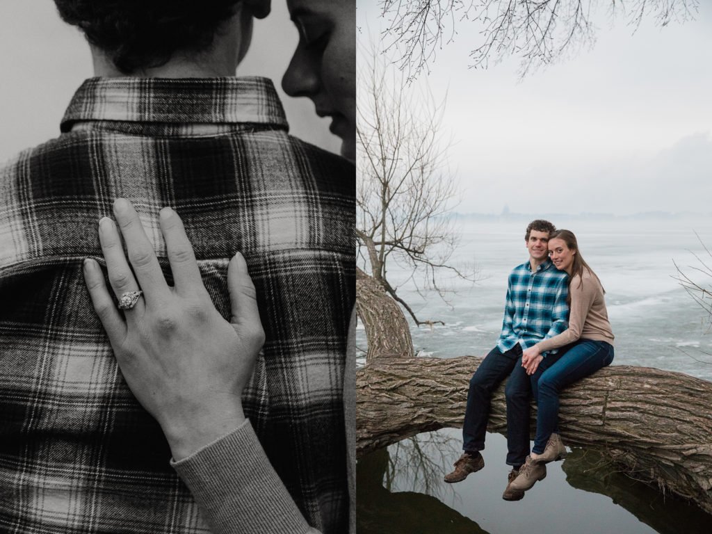 photo collage of Hannah and Kyle during their Madison engagement session