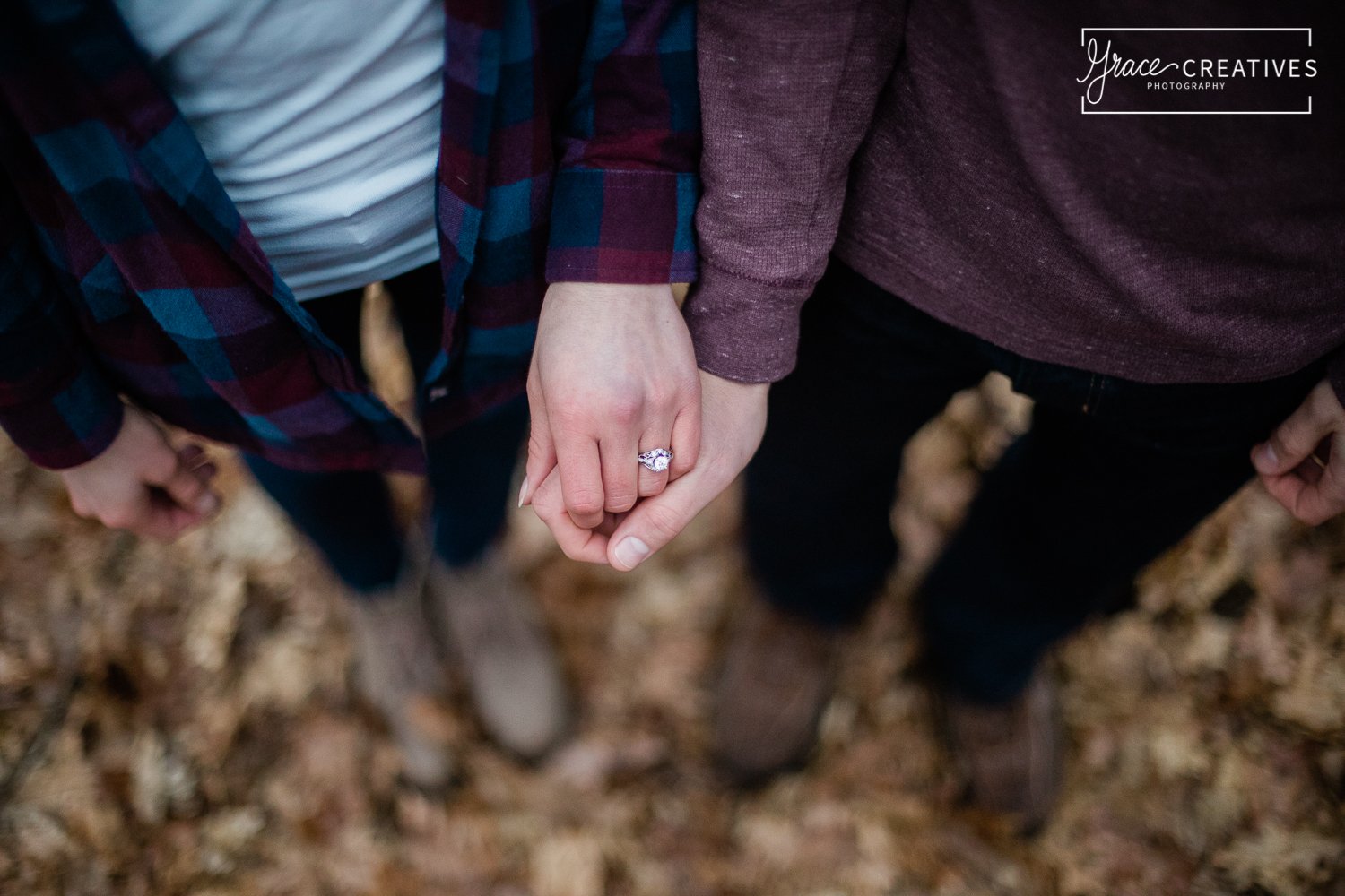 Madison Engagement session picture of an engaged couple holding hands