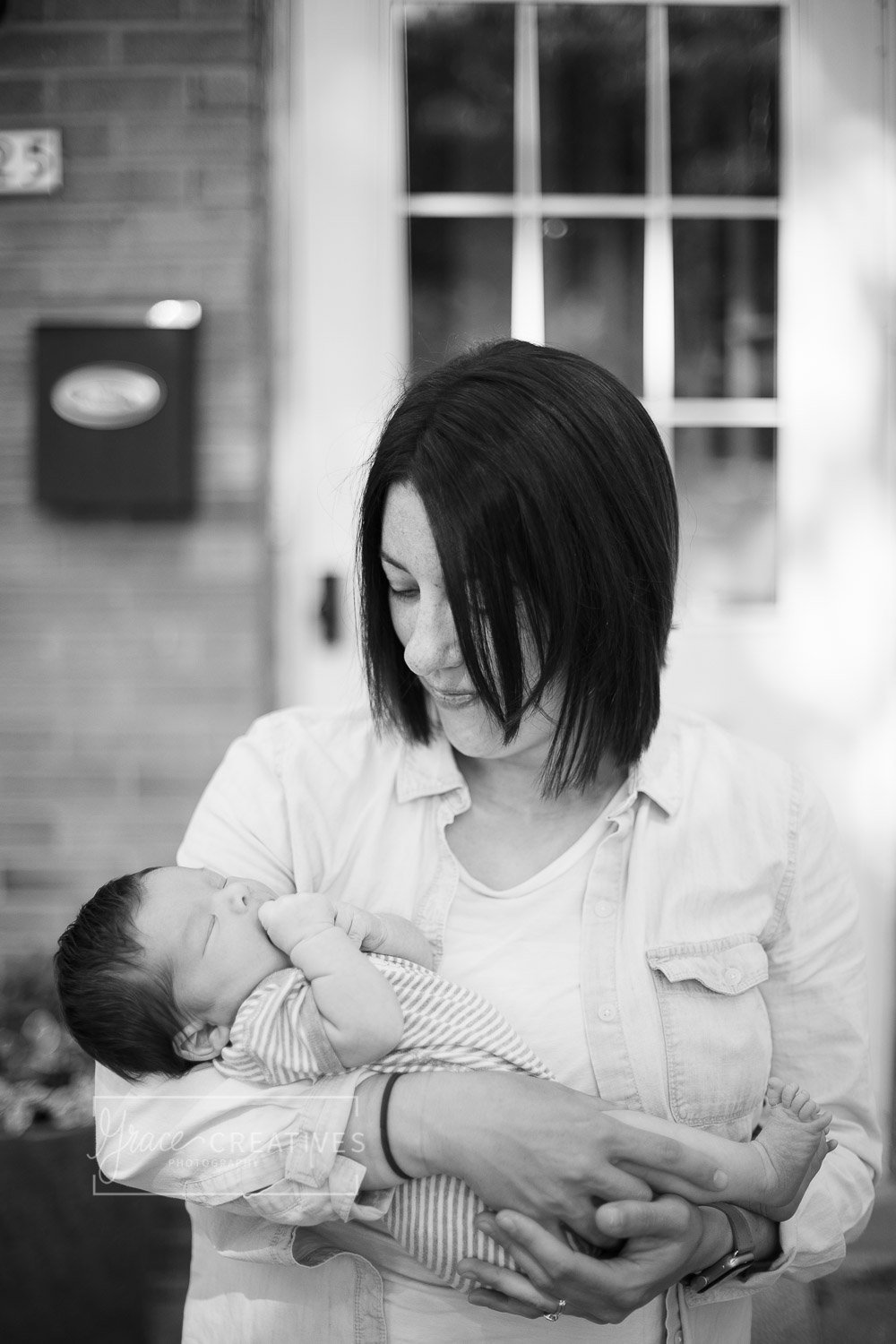 mother and her son during milwaukee newborn portrait session