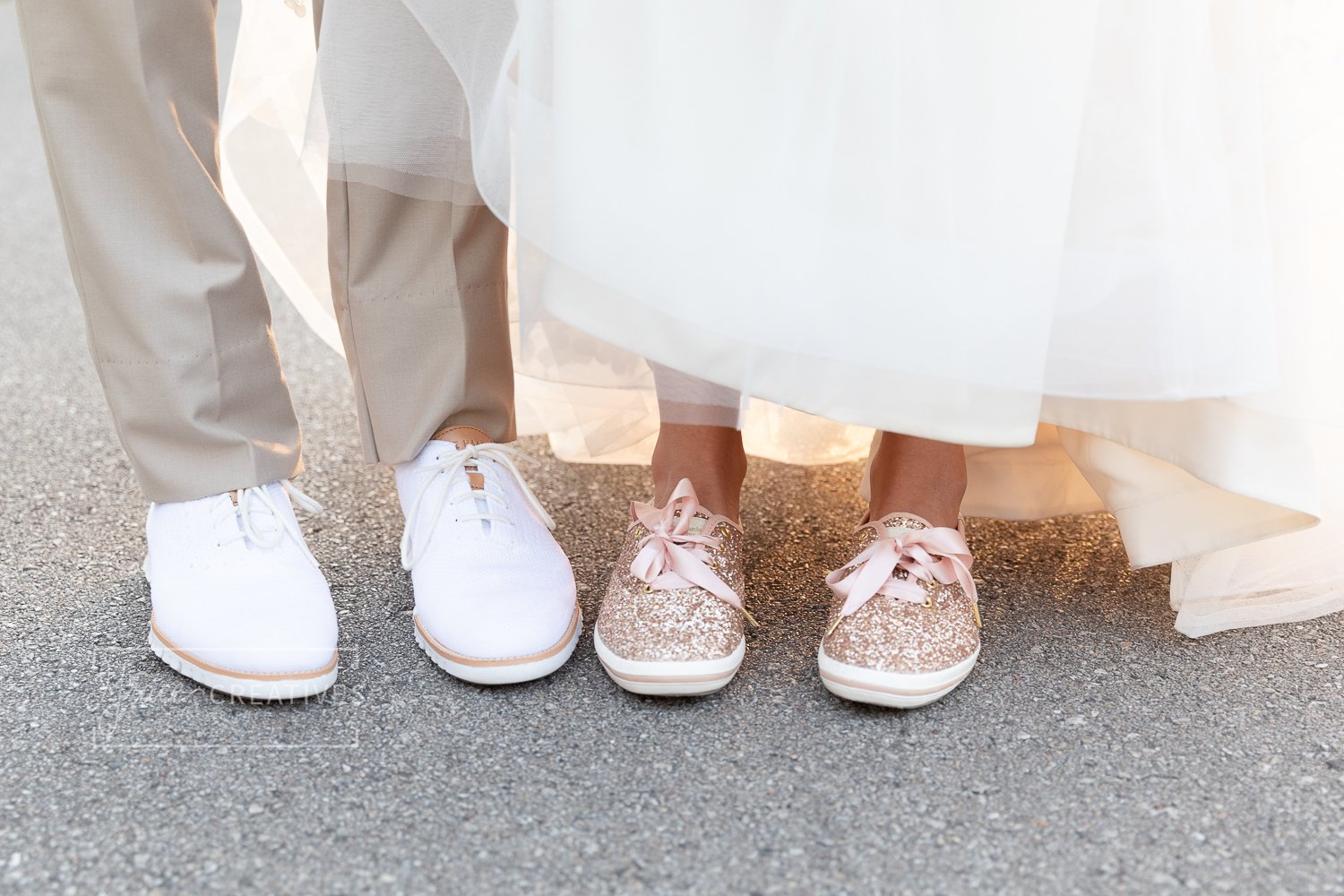 Wedding Day sneakers on bride and groom