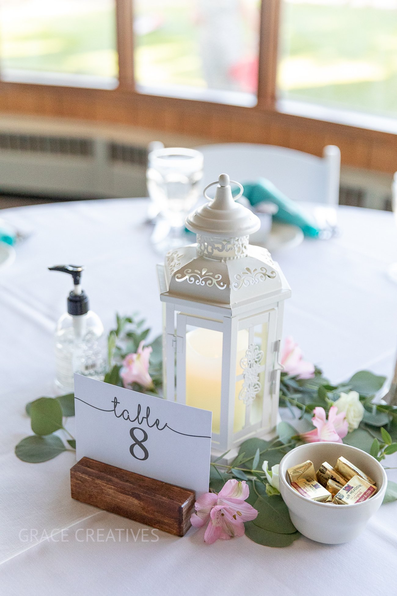 table decor at Sheboygan Yacht Club Summer Wedding