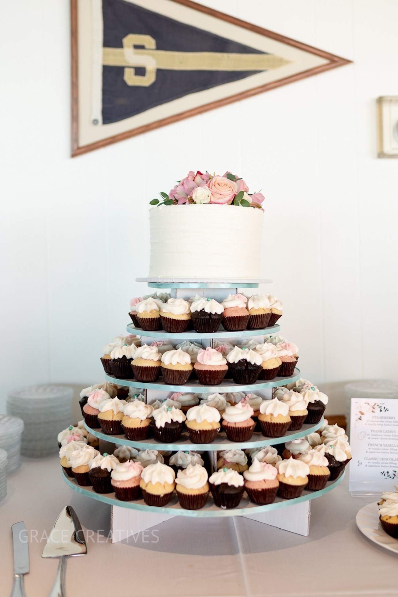 cake and cupcakes at Sheboygan Yacht Club Summer Wedding
