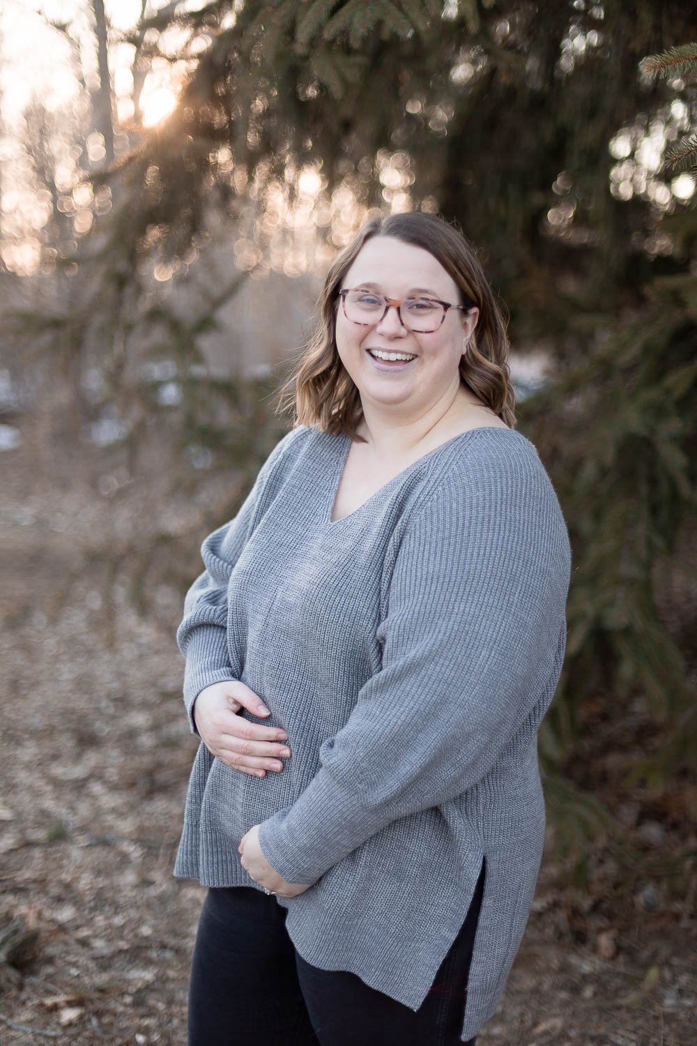 new mother portrait during Hoyt Park Pregnancy Announcement
