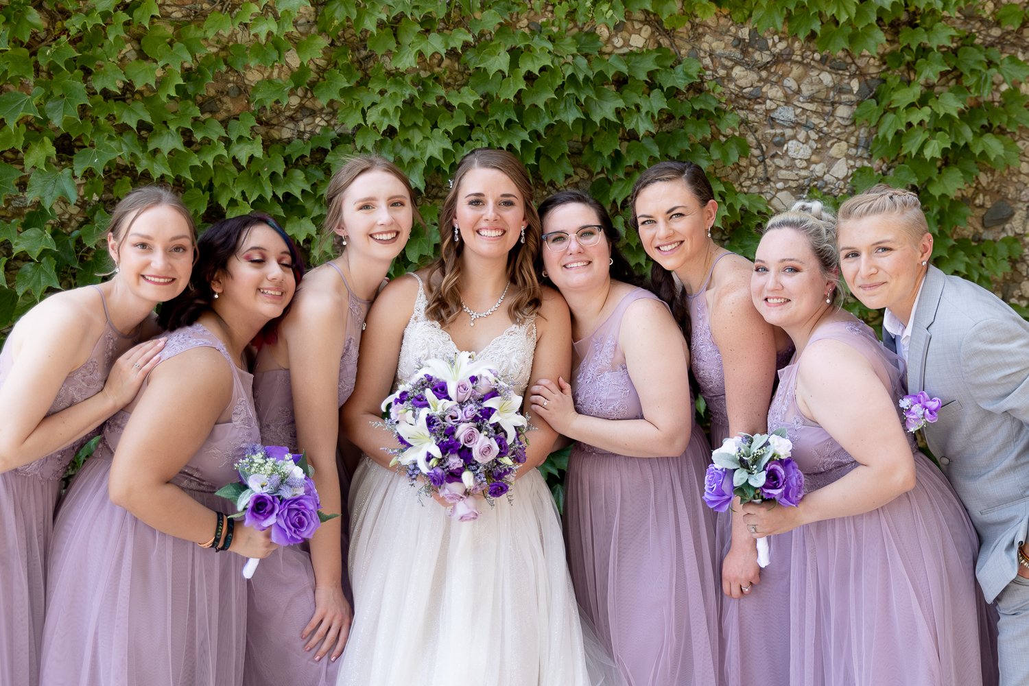 purple bridesmaid dresses at grand geneva summer wedding