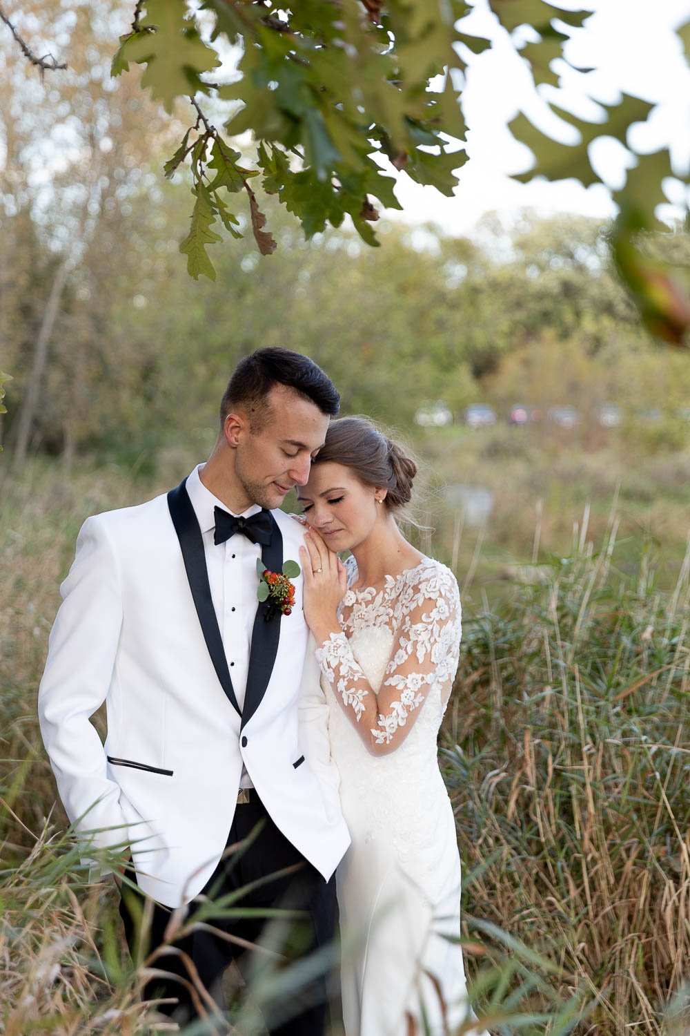 couple portrait at fete of wales fall wedding