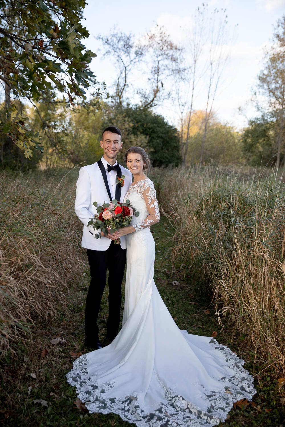 couple portrait at fete of wales fall wedding