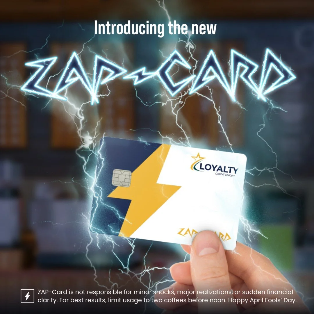 Today only, our in-branch ATMs have been converted into snack dispensers. Same PIN, significantly more Cheetos.

We also prototyped a ZAP-Card that delivers a mild electric shock every time you try to buy a third coffee before noon. Our legal team 