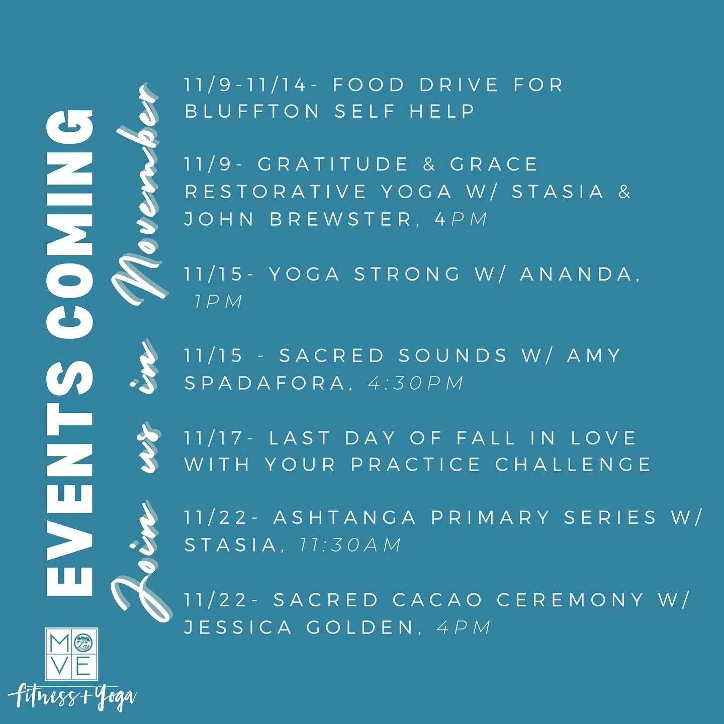 &ldquo;No&rdquo;vember.  A time to say no to things that stress you out, so you can say &ldquo;yes&rdquo; to things that fill your cup and give you peace. 

We wanted to provide you with opportunities this month to rest, relax, find ease, build stren