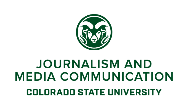 Logo of Colorado State University Journalism and Media Communication program, featuring a green ram's head emblem and text.