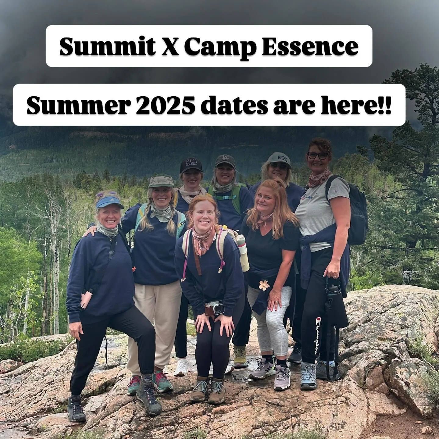 It&rsquo;s TIME!! Summit X Camp Essence sign ups are happening!😍🙌🏻🏔️
.
June 19-22 (only 6 spots left!)
June 25-28 (only 3 spots left!)
.
This is for the ones who give, work hard, lead, and our trying their best to balance it all.&hearts;️ 
.
Retr