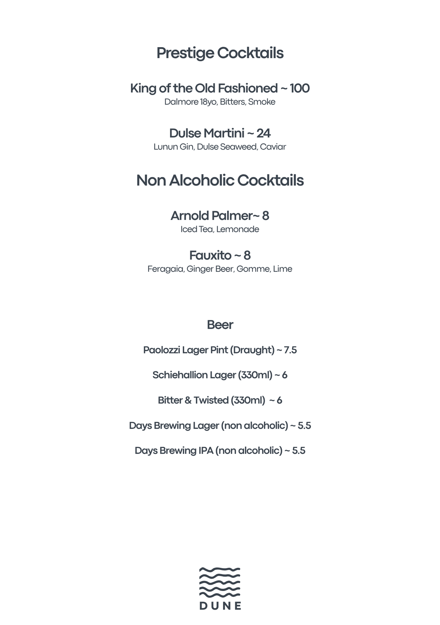 prestige cocktails mocktails dune