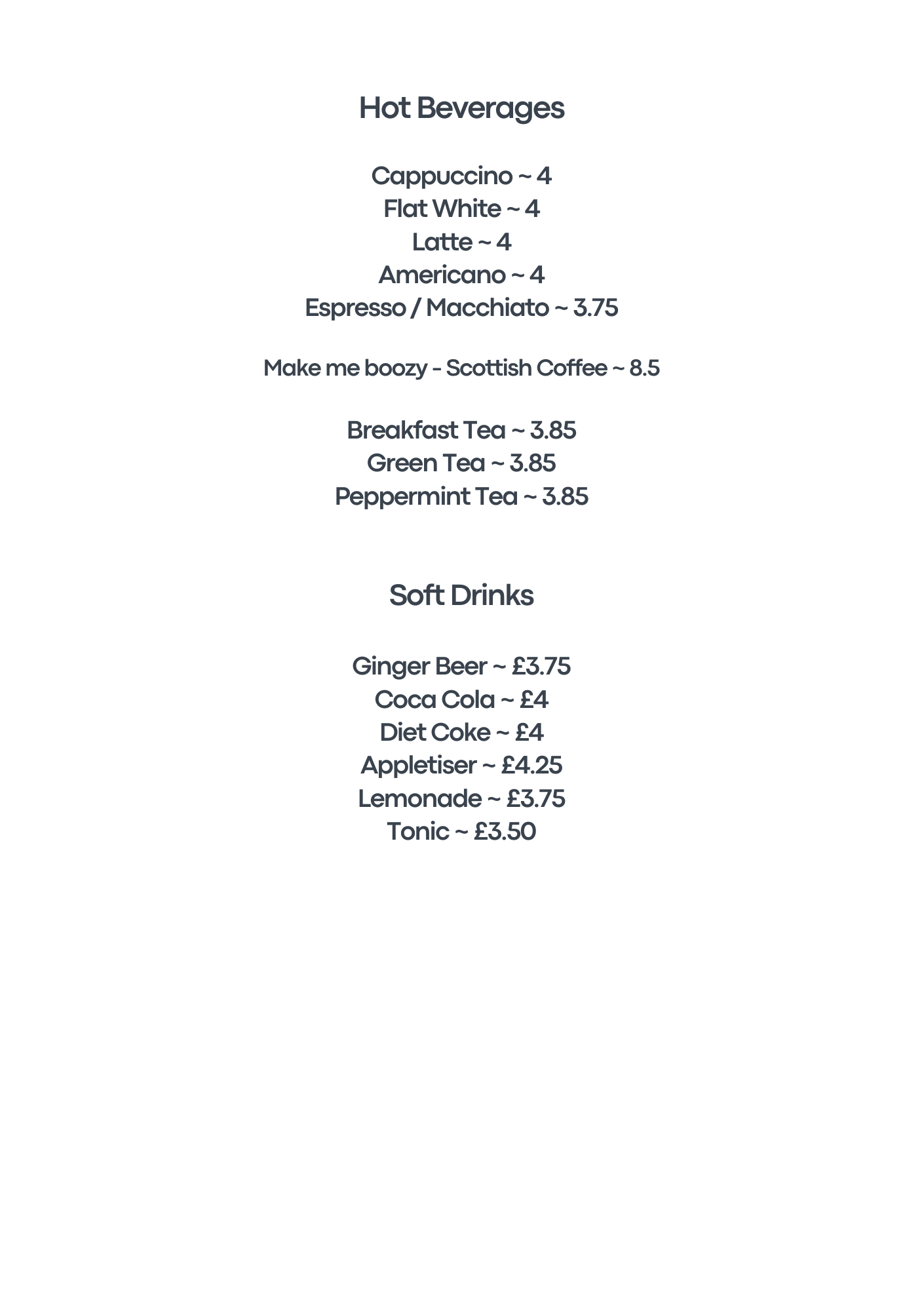 coffee & tea and soft drinks
