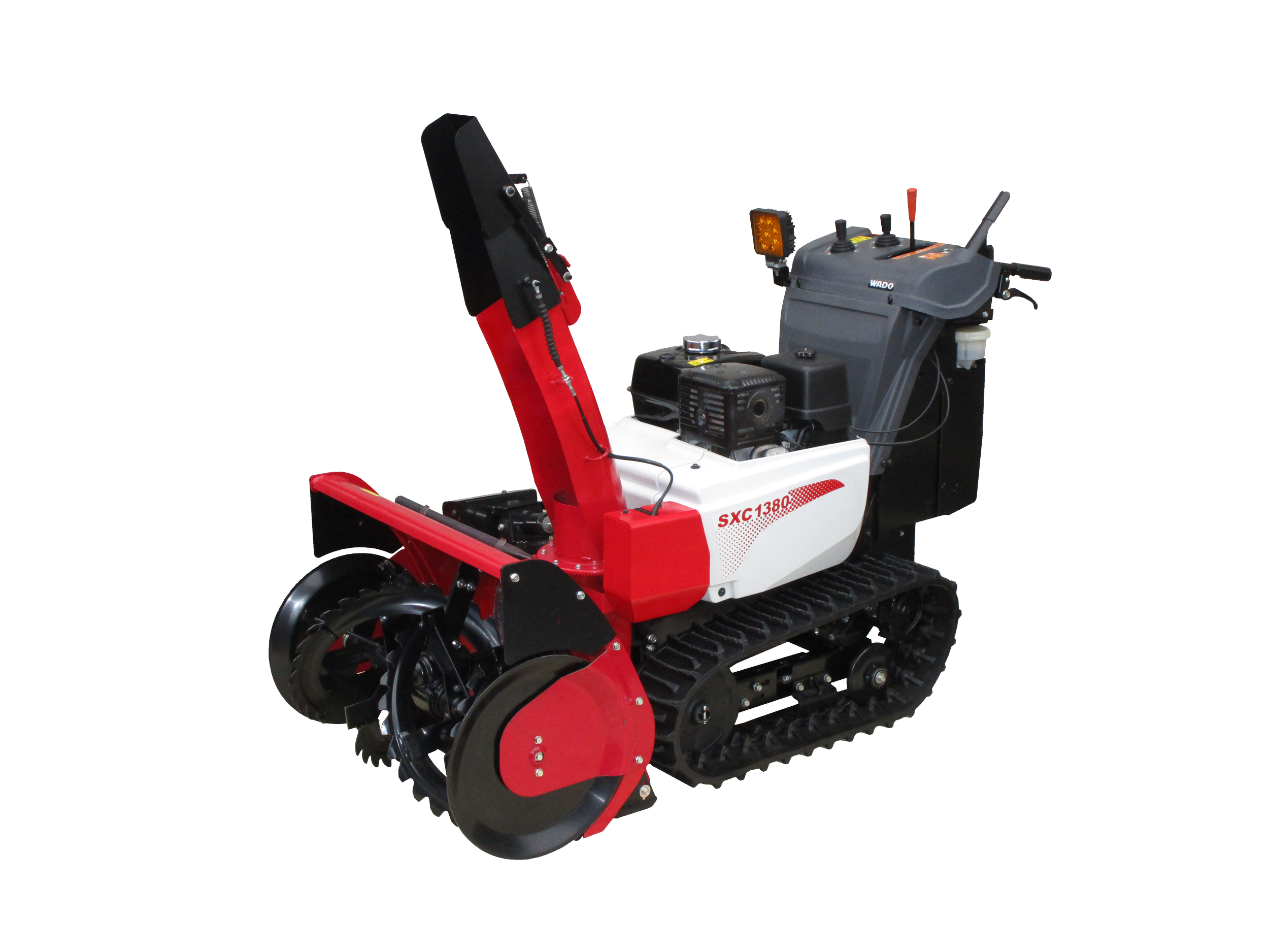 Quitanieves profesional WADO SXC1380E con ajuste hidráulico de altura, inclinación eléctrica y motor Honda GX390 para uso intensivo.