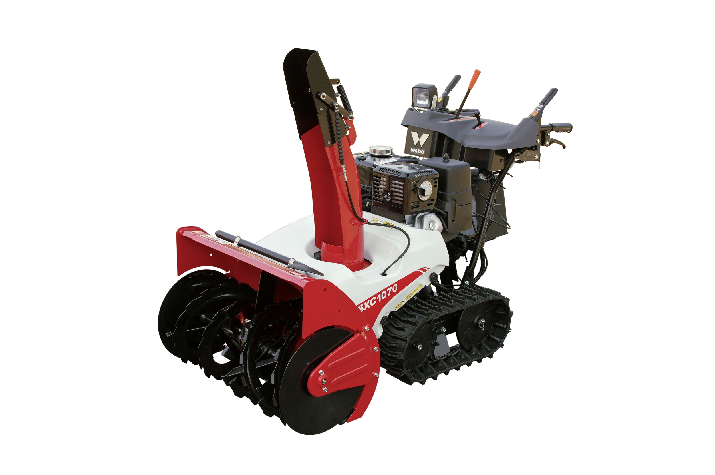 Quitanieves profesional WADO SXC1070HE con motor Honda GX390, orugas y dirección asistida para viviendas, comunidades y alojamientos rurales.