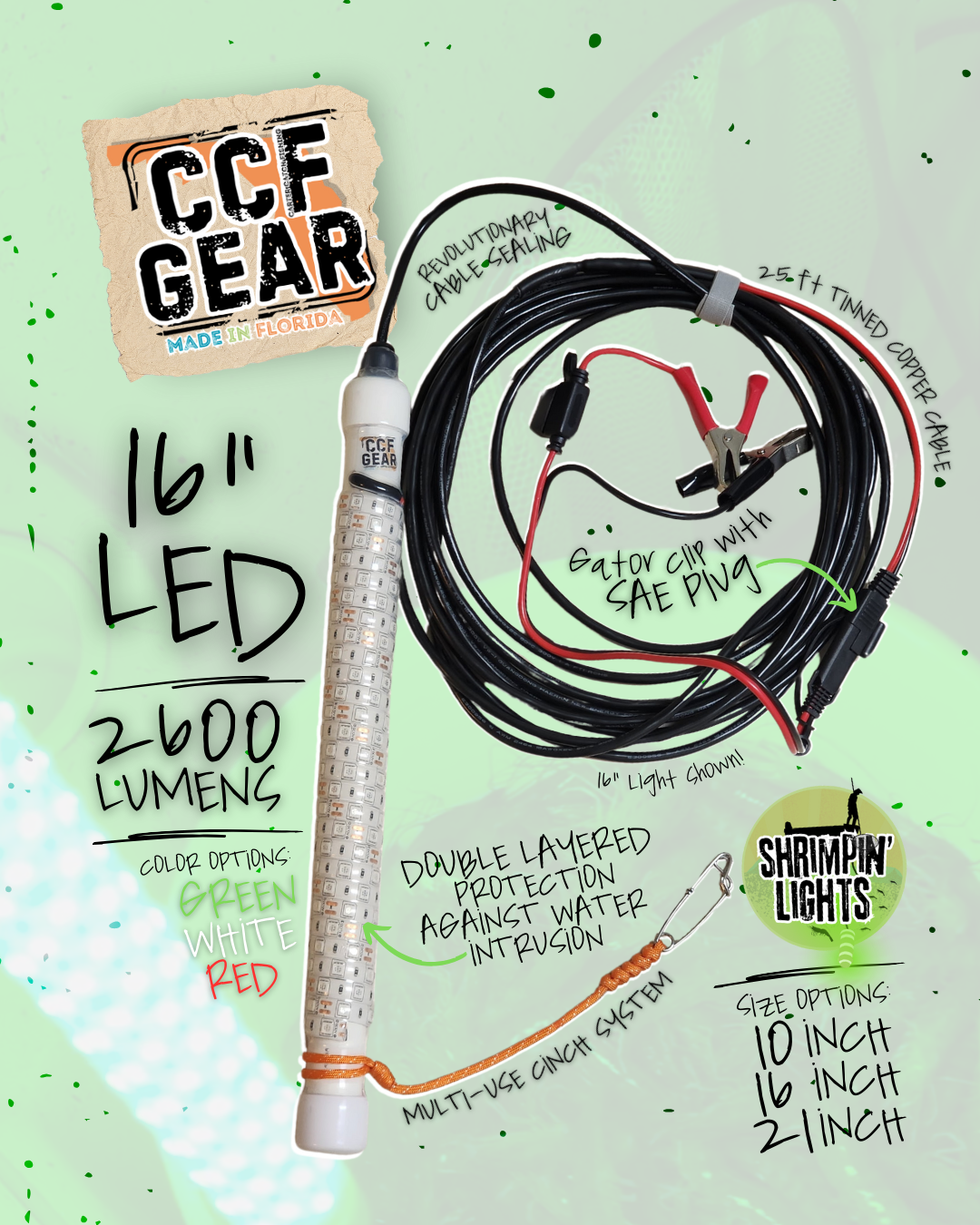 16" Green LED Shrimping & Fishing Light