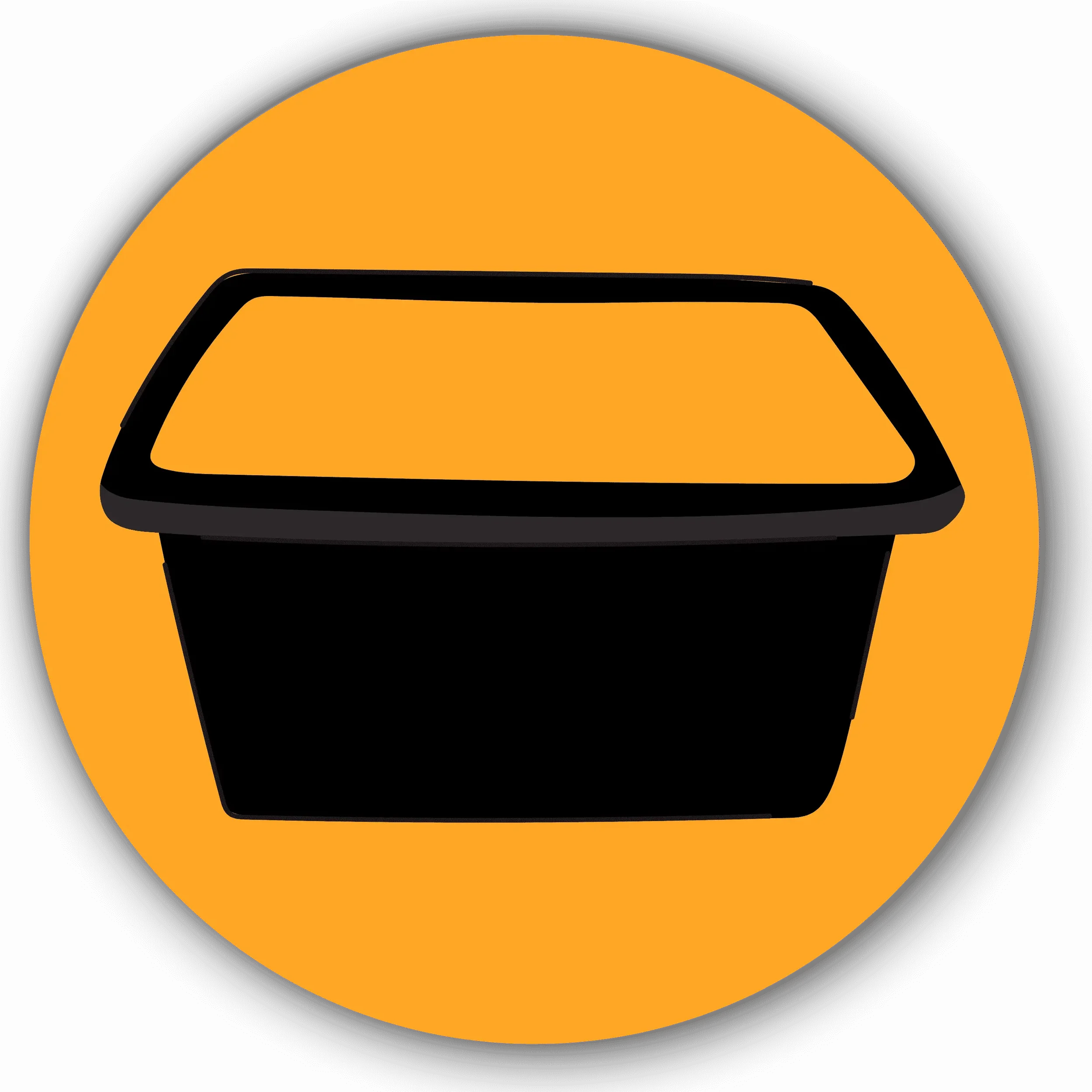 Black betterdish against an orange circle background.