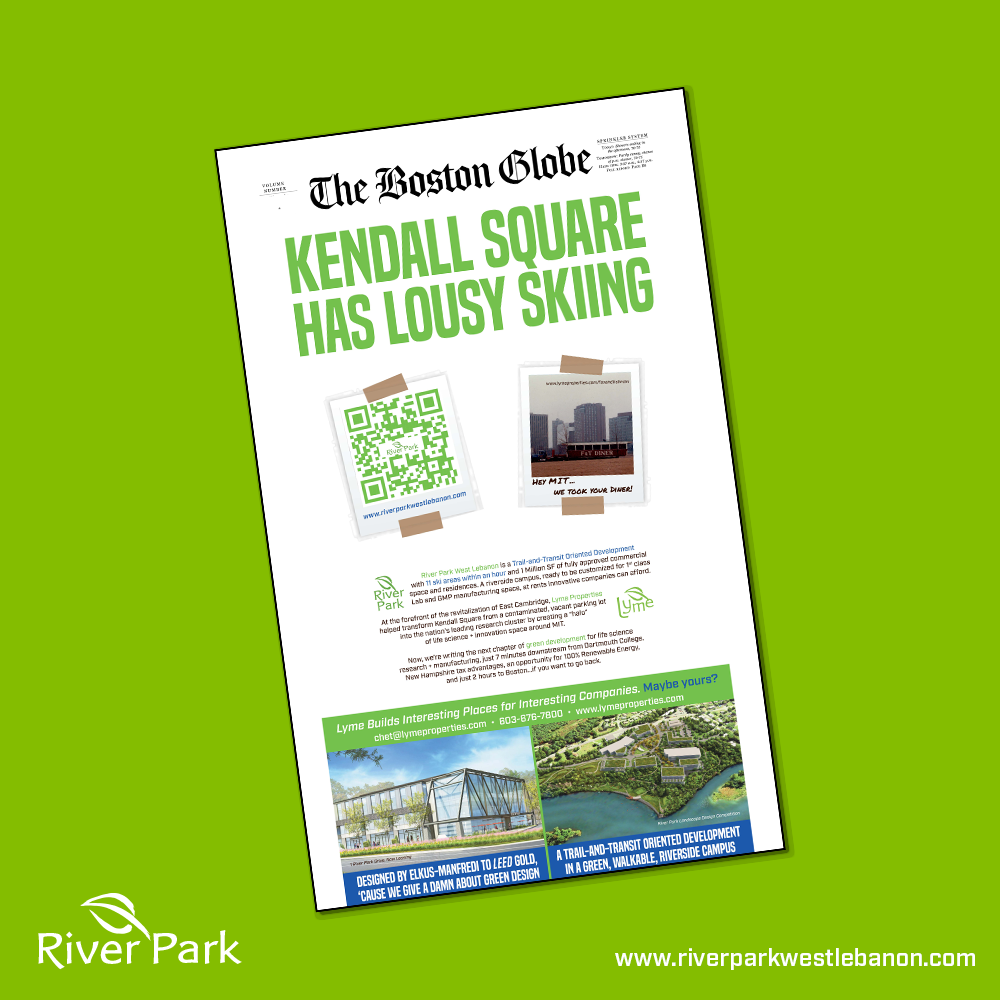 River Park's "Kendall Square Has Lousy Skiing" Ad runs in Boston Globe
