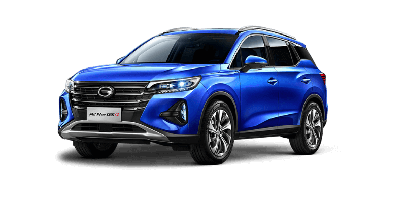 GAC GS4 azul moderno en fondo negro.
