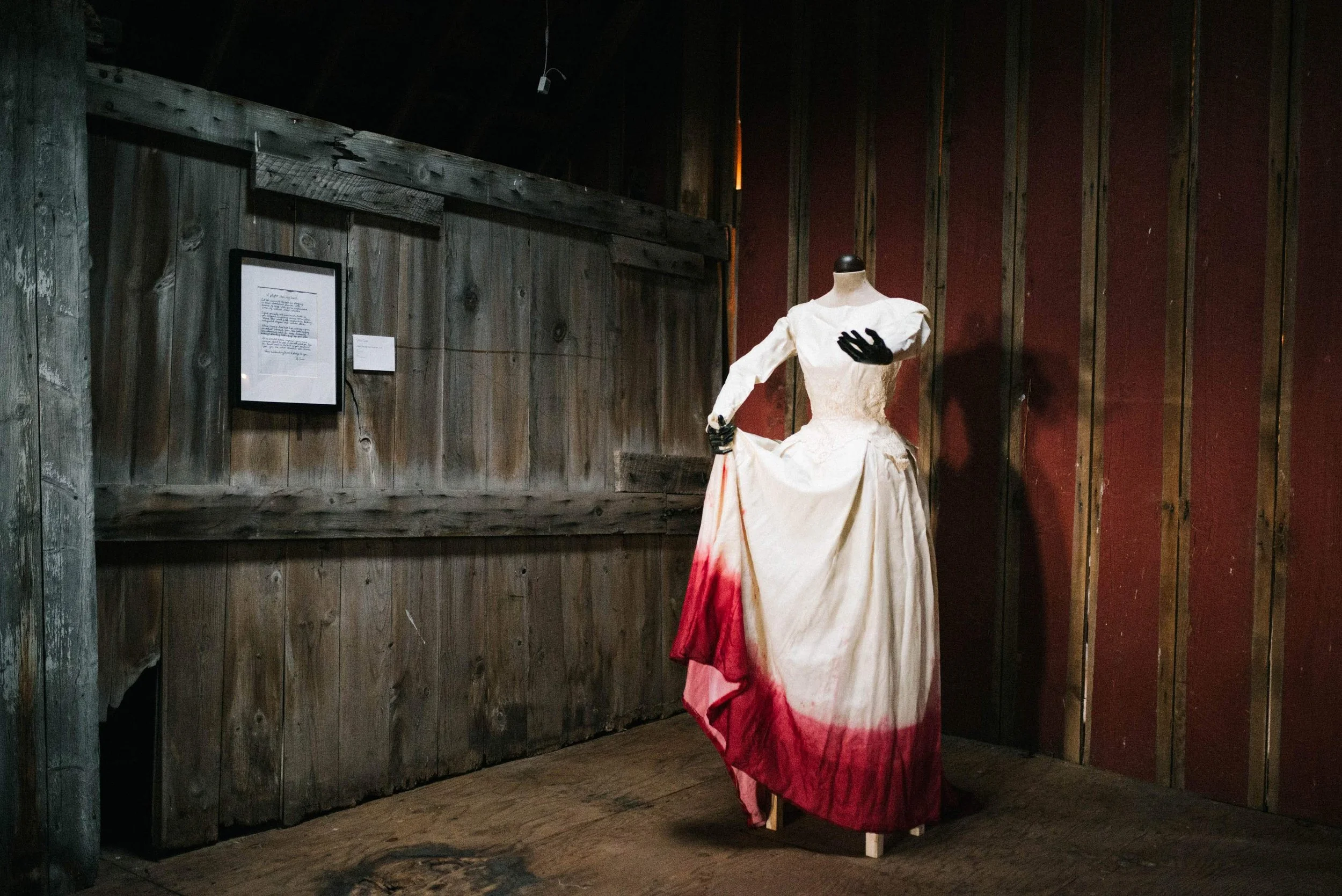 2019. "I plight thee my throth" Parts I & II. Part I:  Cloth and dye. Part II: Text on digital print. Mader for her daughter's wedding reception. 