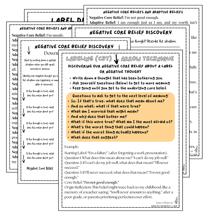 Labeling + Negative Core Beliefs — A Ducks Therapist