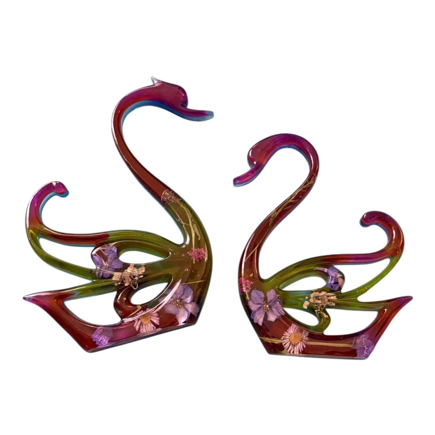 Floral Swan Wall Hanging Set – Handcrafted Resin Art