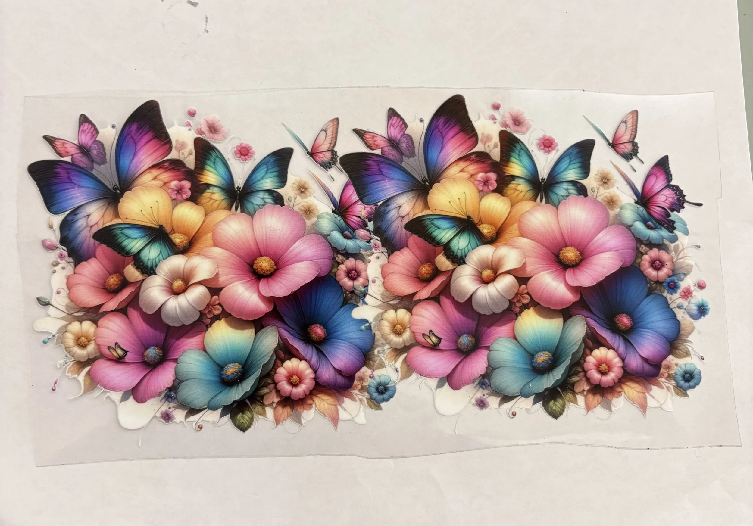 9.75” x 5” Colorful Butterfly Garden – UV DTF Sticker 🦋🌸