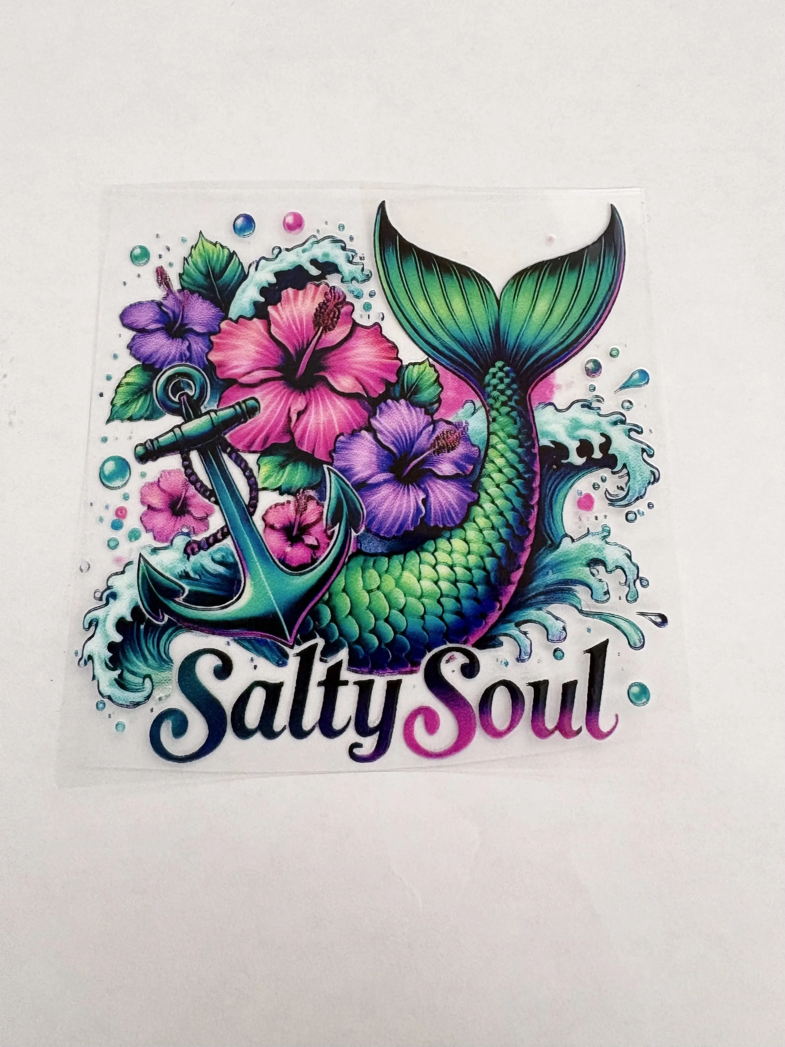3.5” x 3.5” Salty Soul Mermaid – UV DTF Sticker