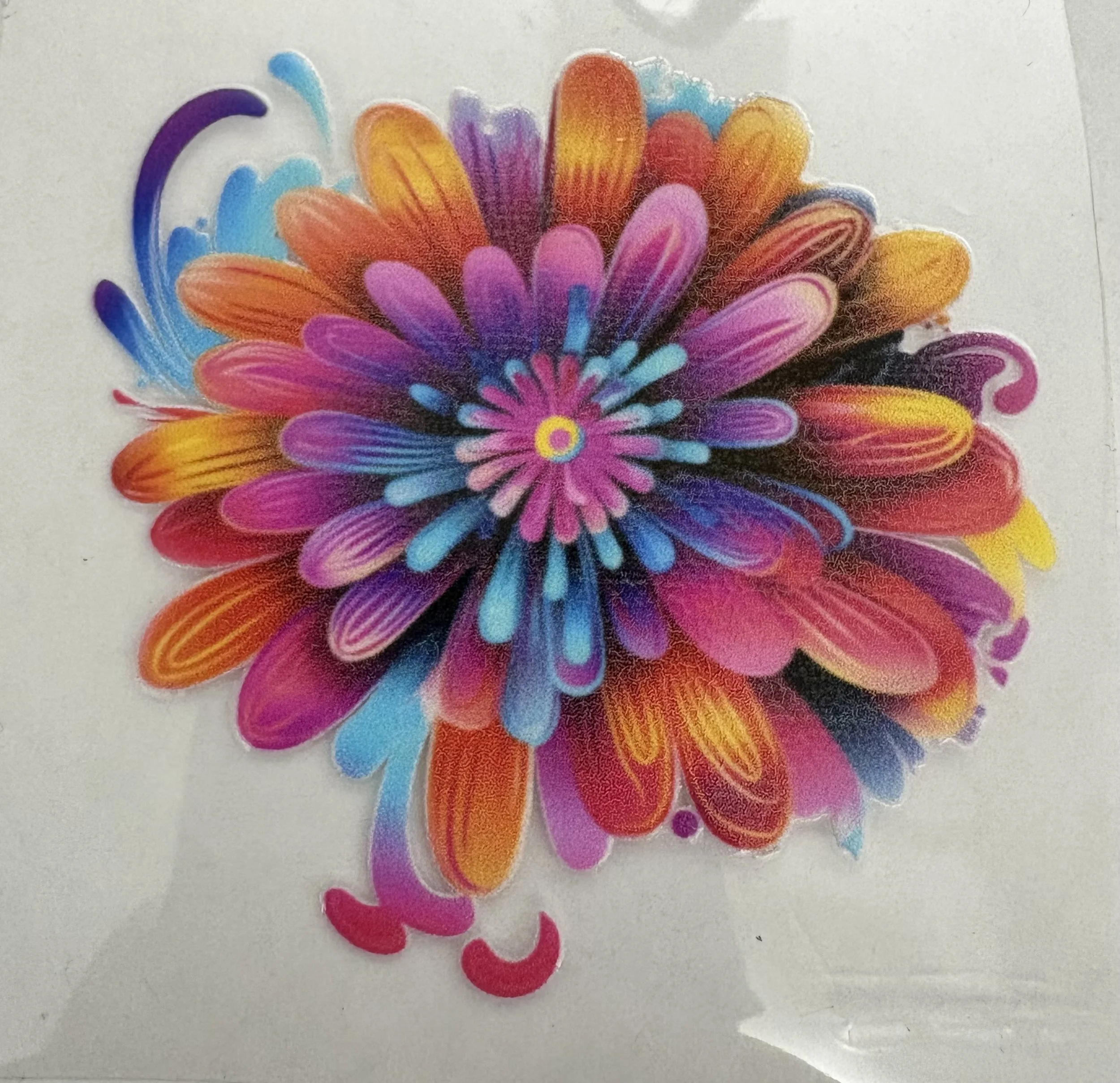 #12 – 3” × 3” Whimsical Rainbow Floral UV DTF Sticker