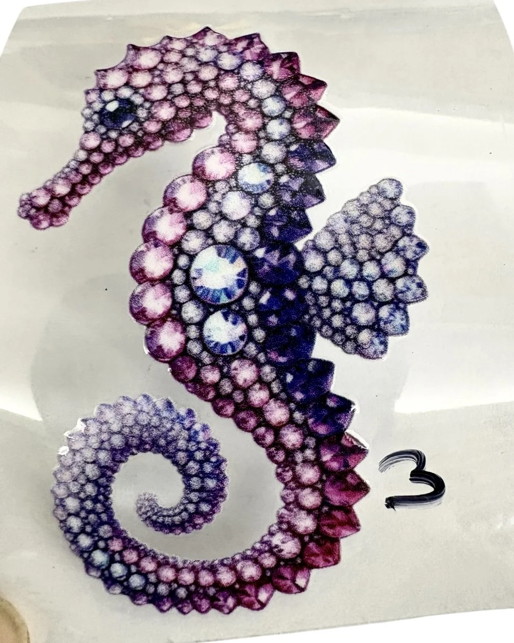 #3 Purple Jeweled Seahorse UV DTF Sticker – 3.5”