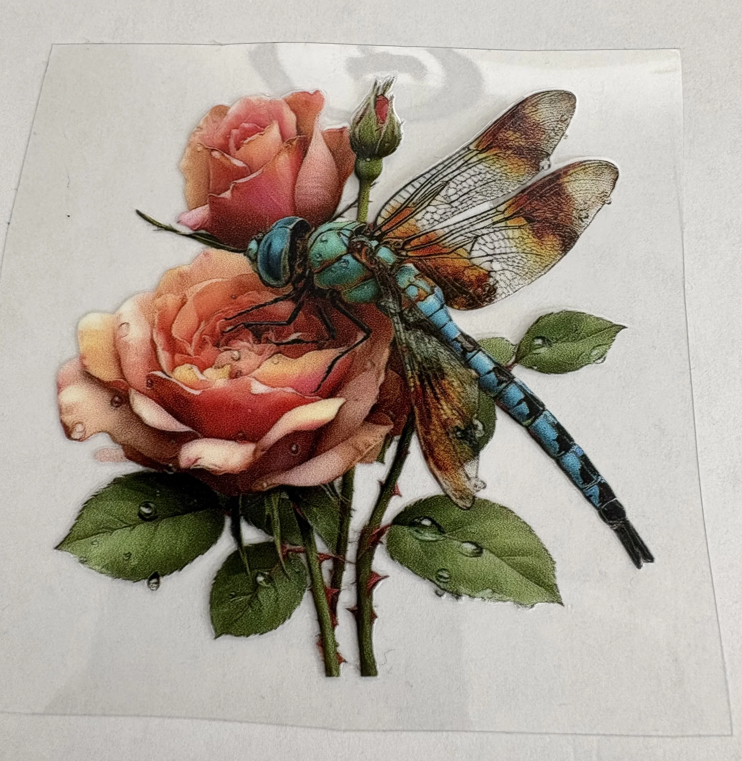 #3 Rose Garden Dragonfly UVDTF Sticker – 3x3”