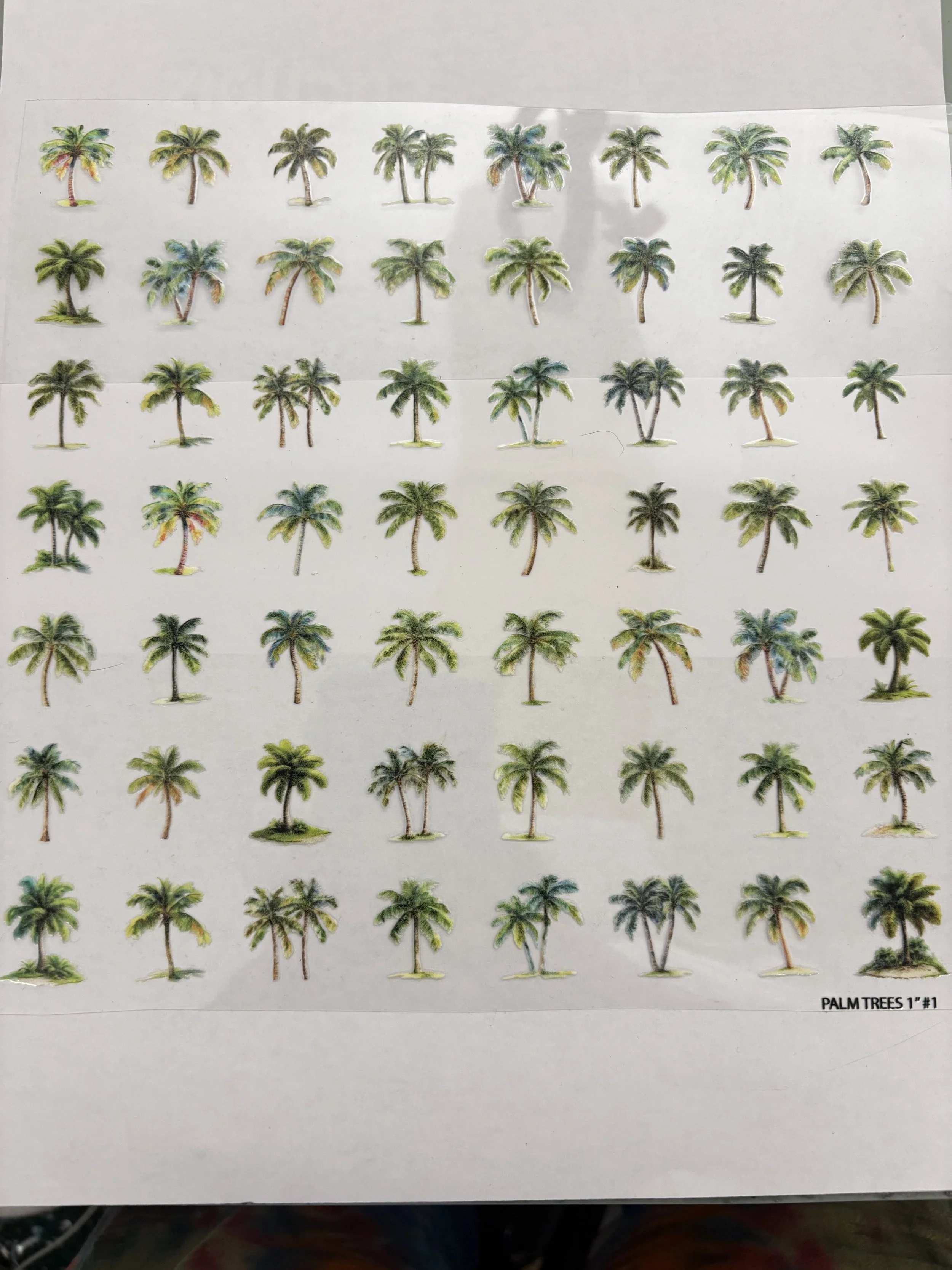 #1 – 10” × 10” Mini Palm Tree UV DTF Sticker Sheet