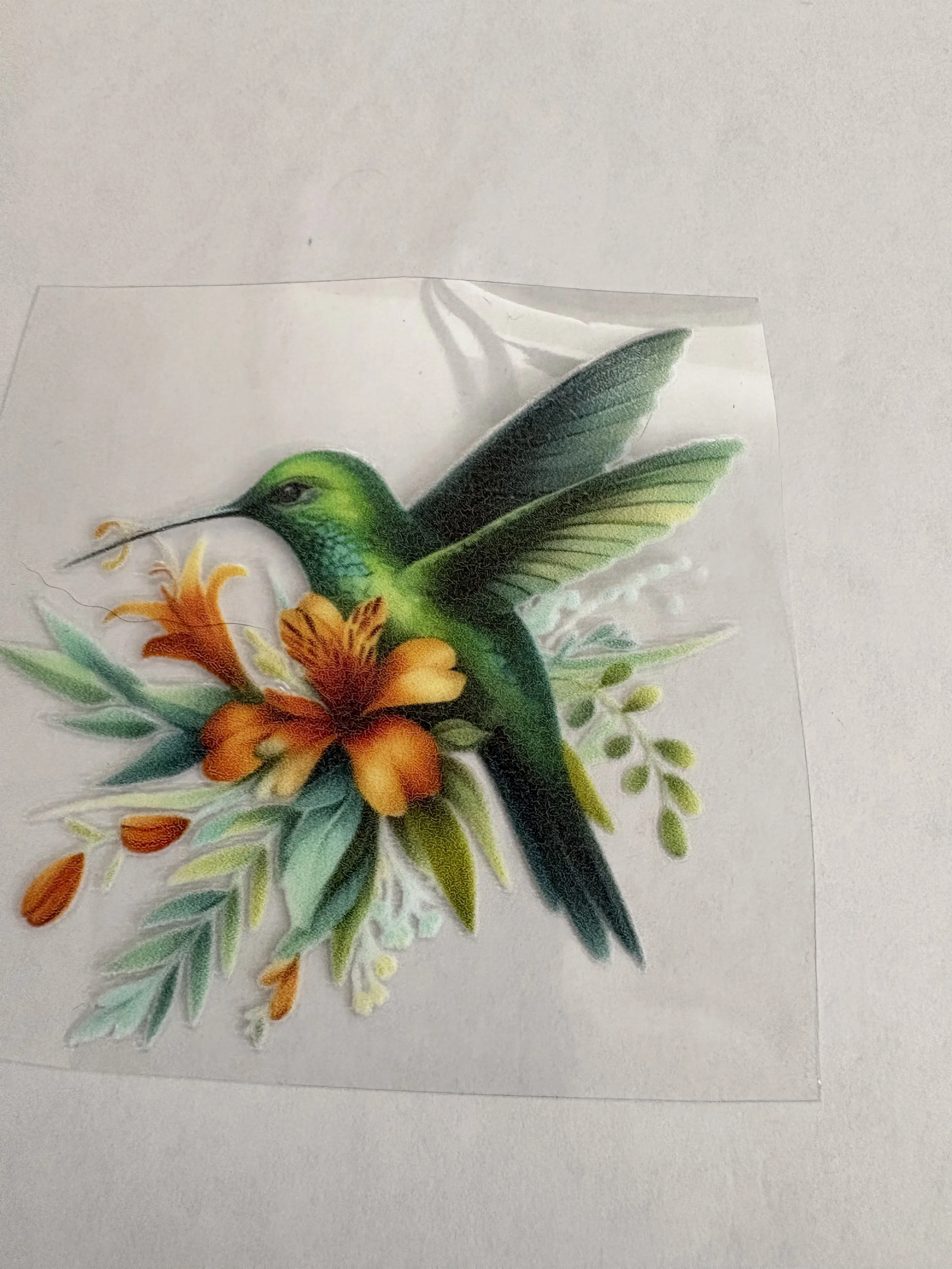 #5 Orange Blossom Hummingbird UVDTF Sticker – 3x3”