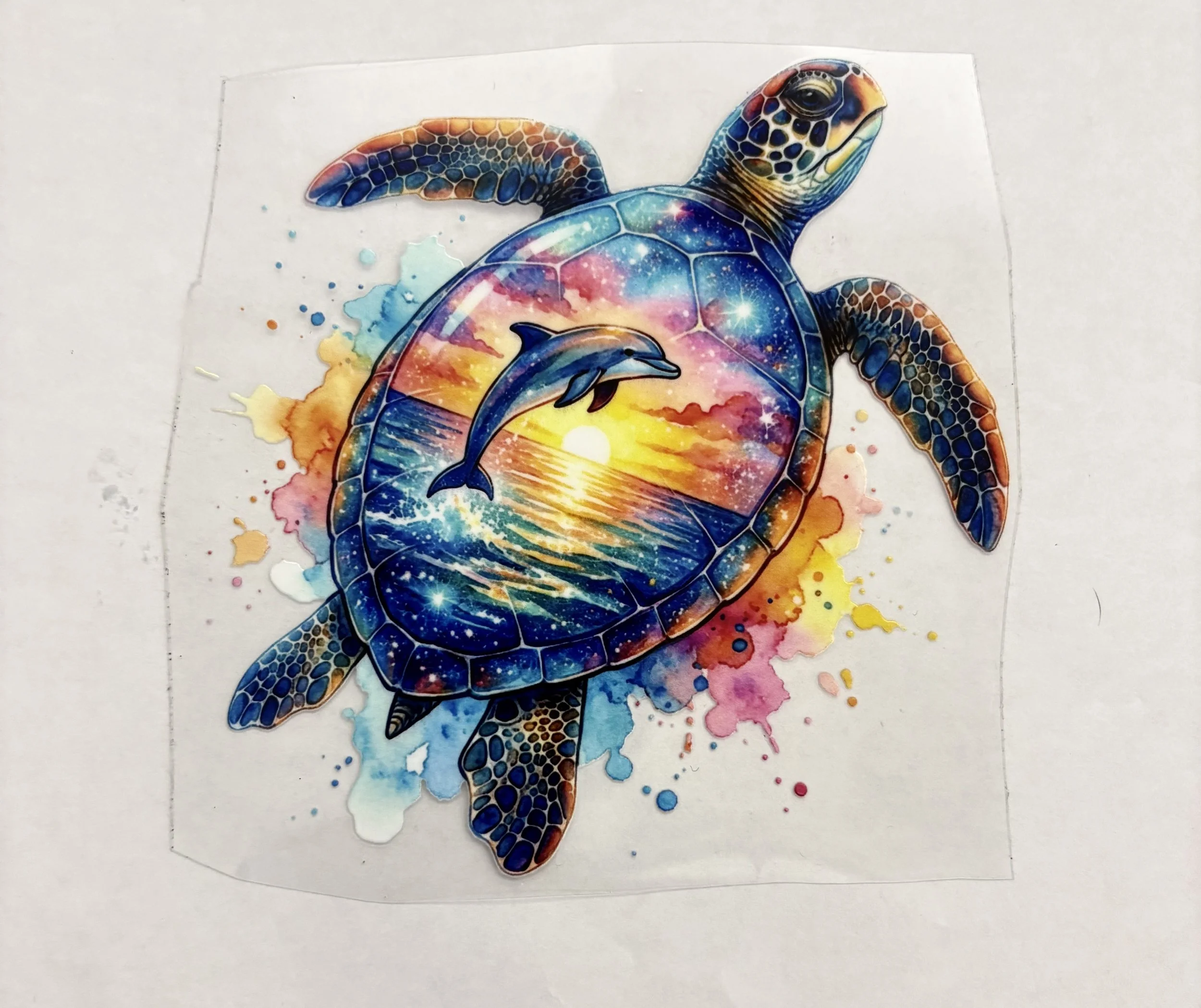 5x5 Colorful Sea Turtle & Dolphin UV DTF Sticker