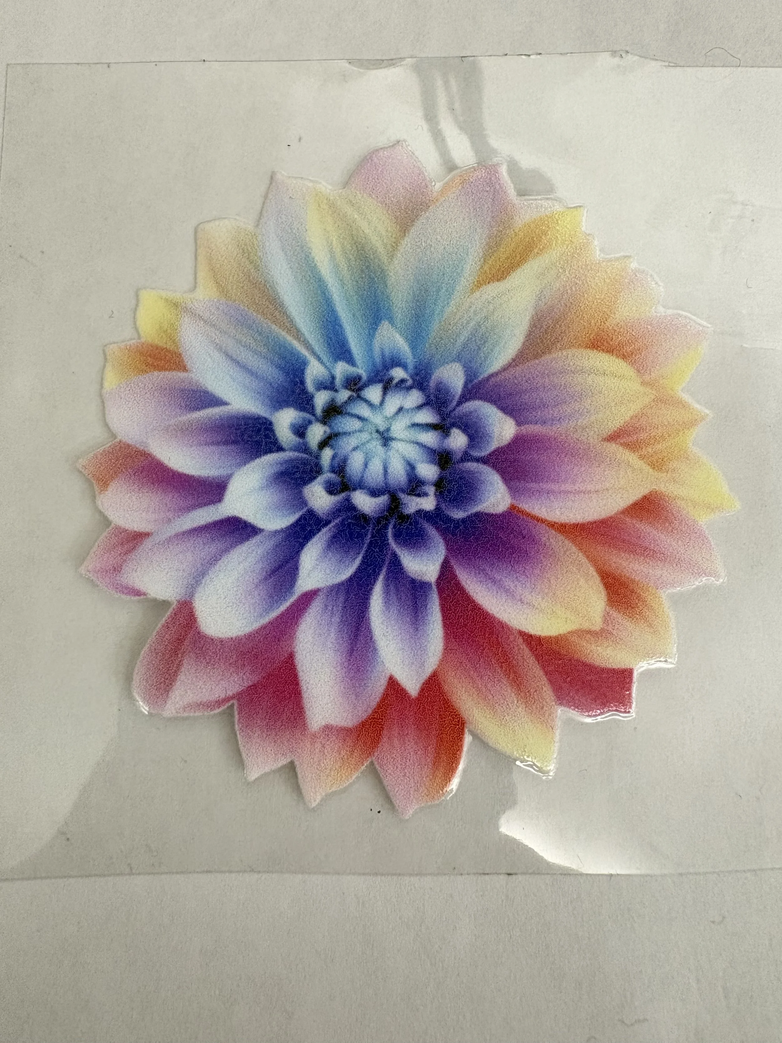 #1 – 3” x 3” Rainbow Dahlia UV DTF