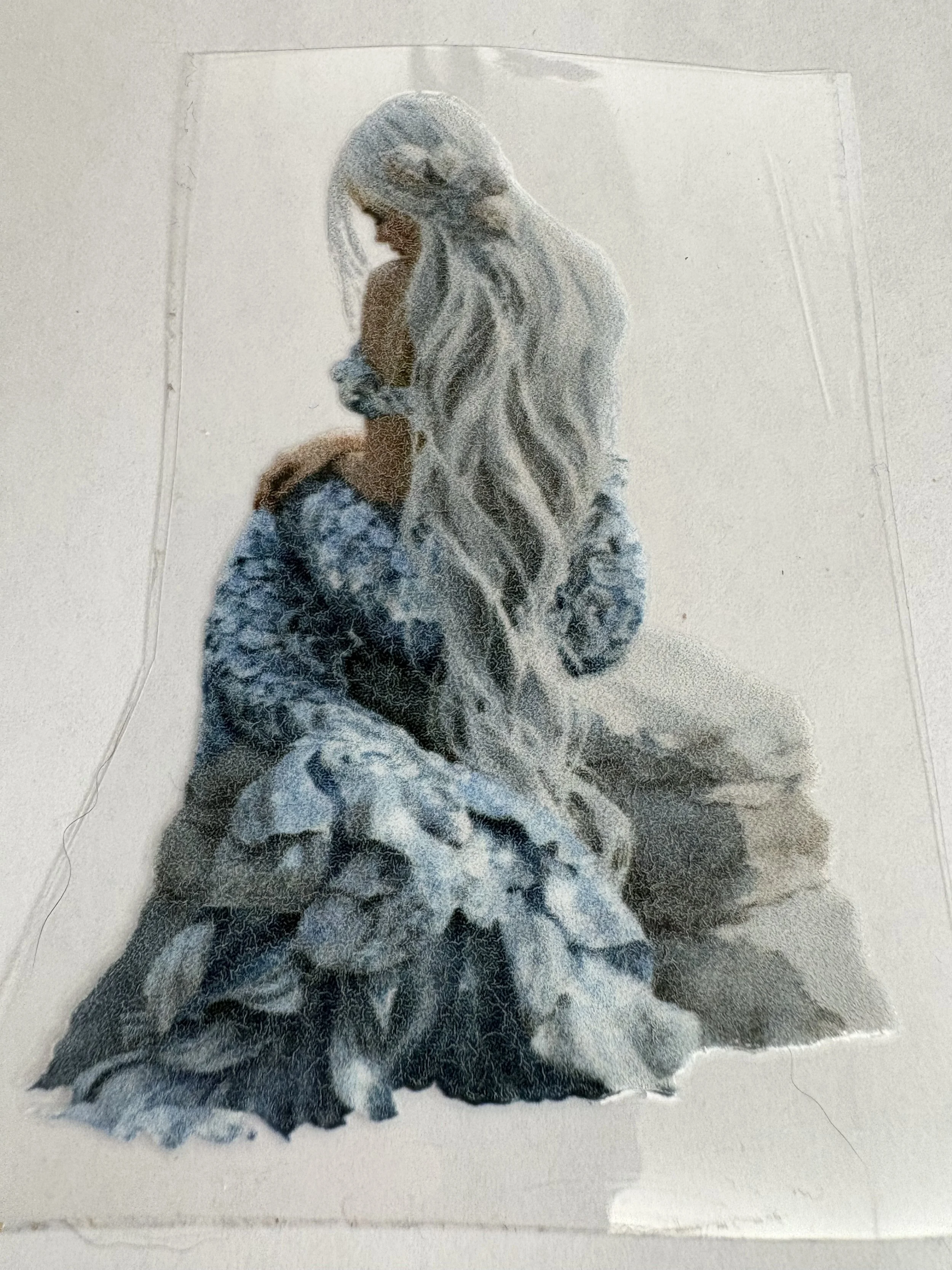 #13 – 3” x 2” Silver Hair Mermaid UV DTF