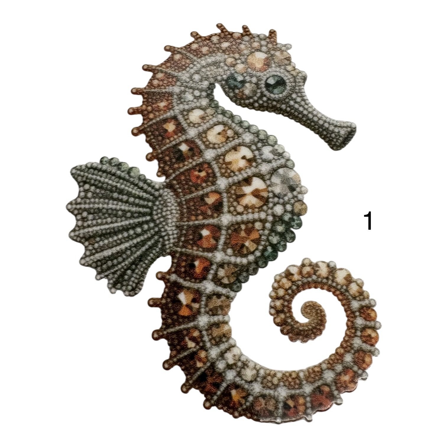 #1 Jeweled Seahorse UV DTF Sticker – 3.5”