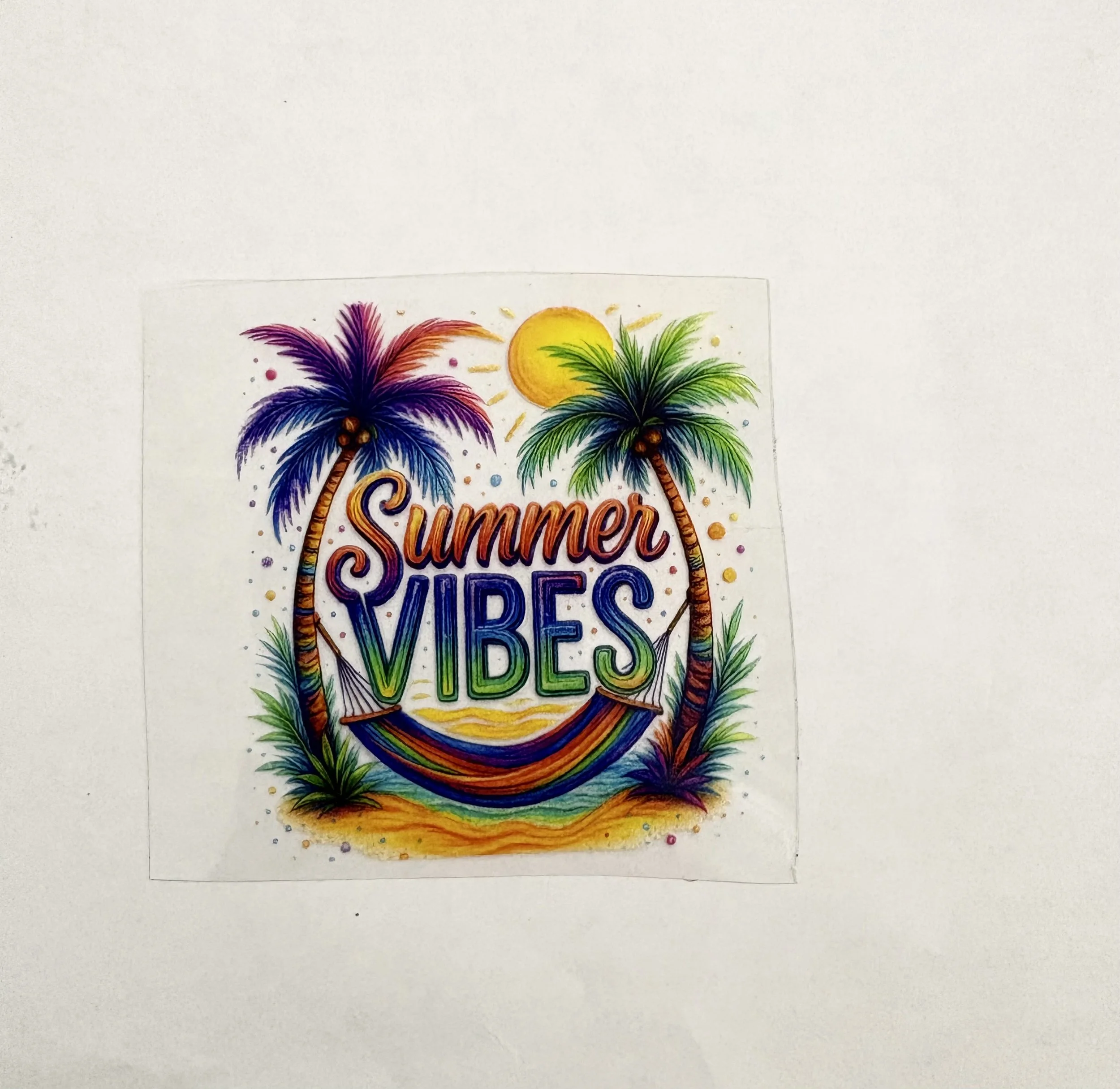 3.5” x 3.5” Summer Vibes Tropical – UV DTF Sticker