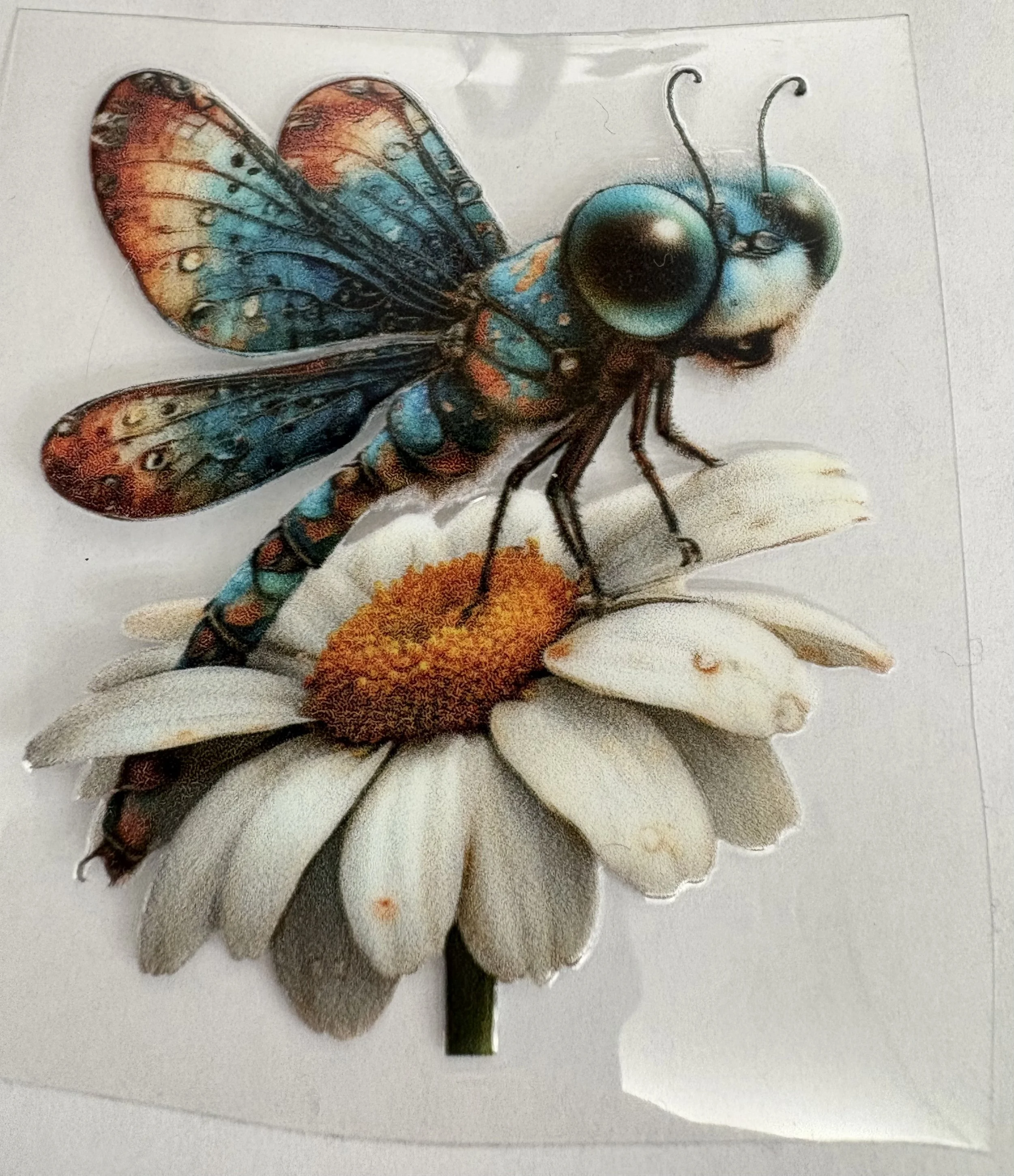 #22 Daisy Dragonfly UVDTF Sticker – 3x3”