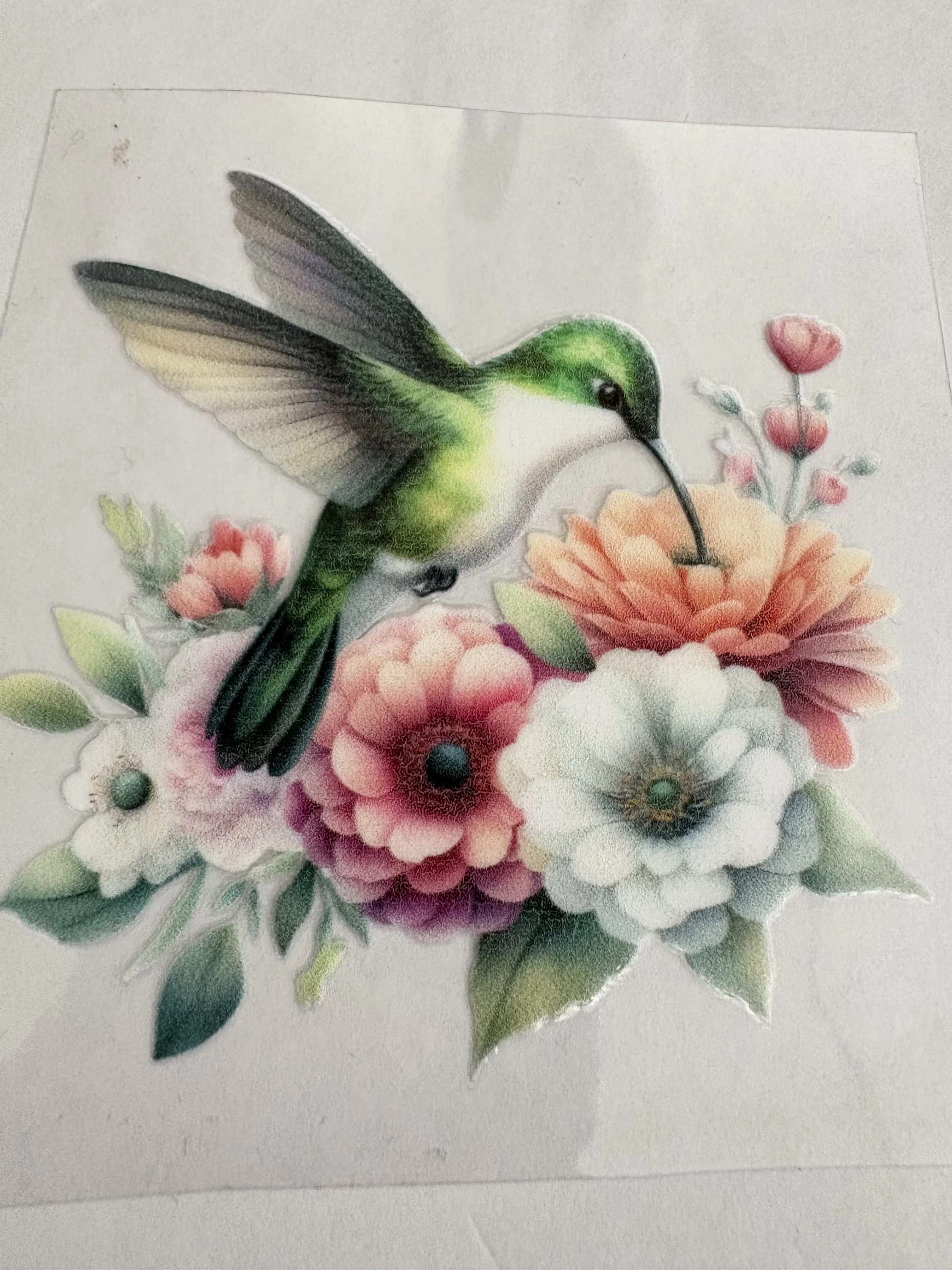 #2 Floral Hummingbird UVDTF Sticker – 3x3”